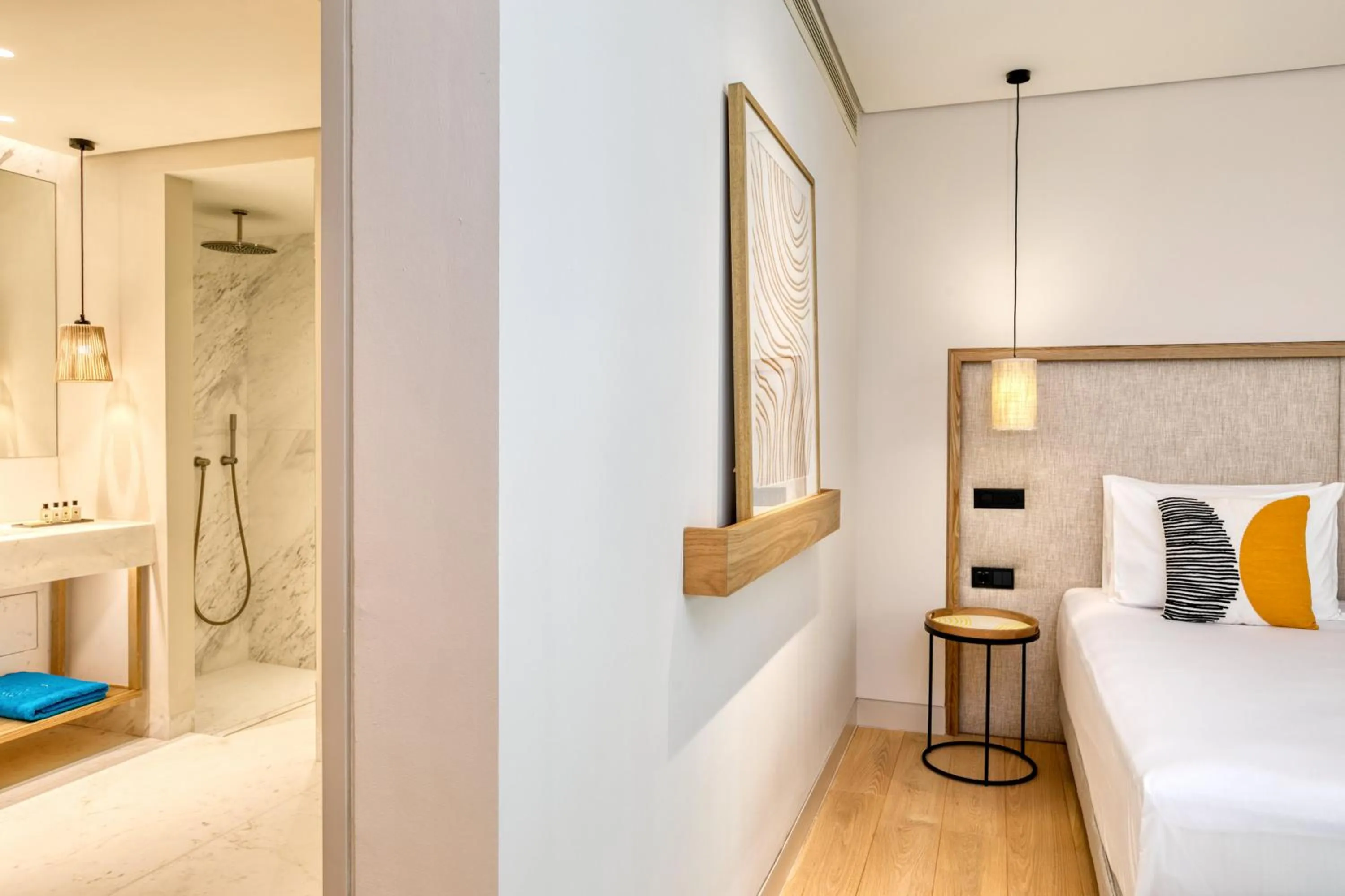 Bathroom, Bed in Vathi Cove Luxury Resort & Spa - Adults Friendly 14 plus