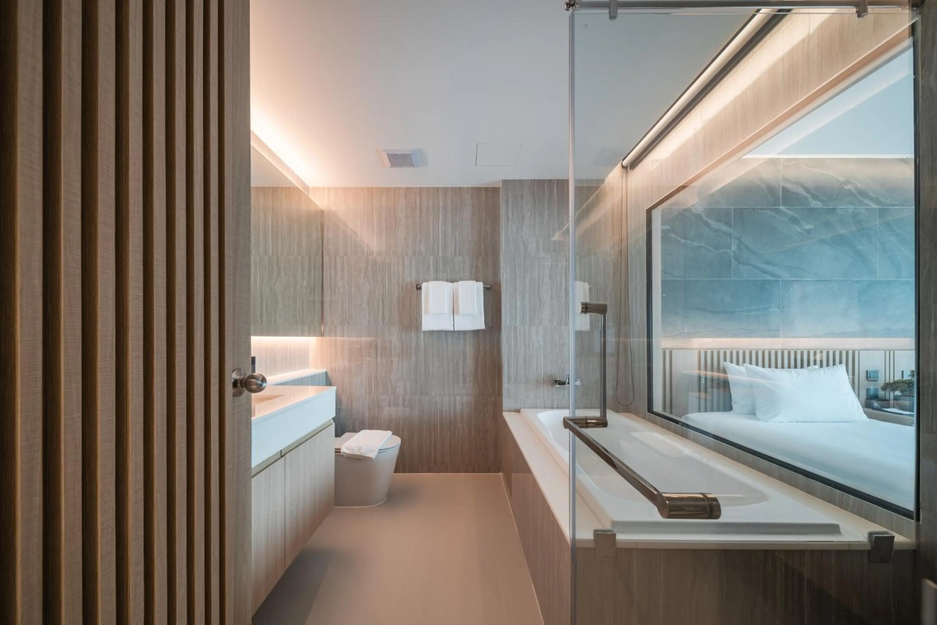 Bathroom, Bed in Mandarin Eastville, Pattaya - SHA Extra Plus