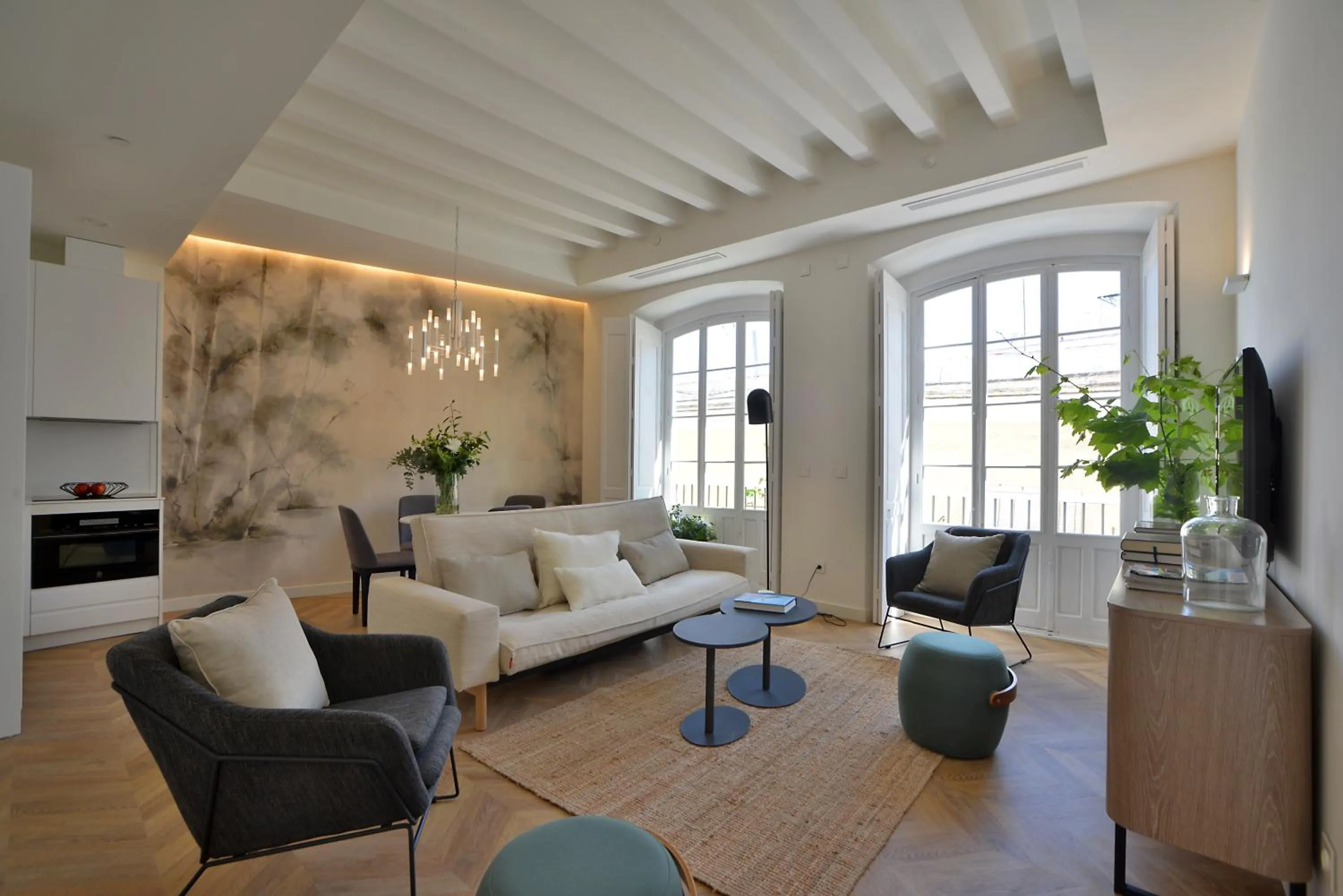 Living room in Plaza Mina Suites - Adults Recommended by Luxury Suites Cadiz