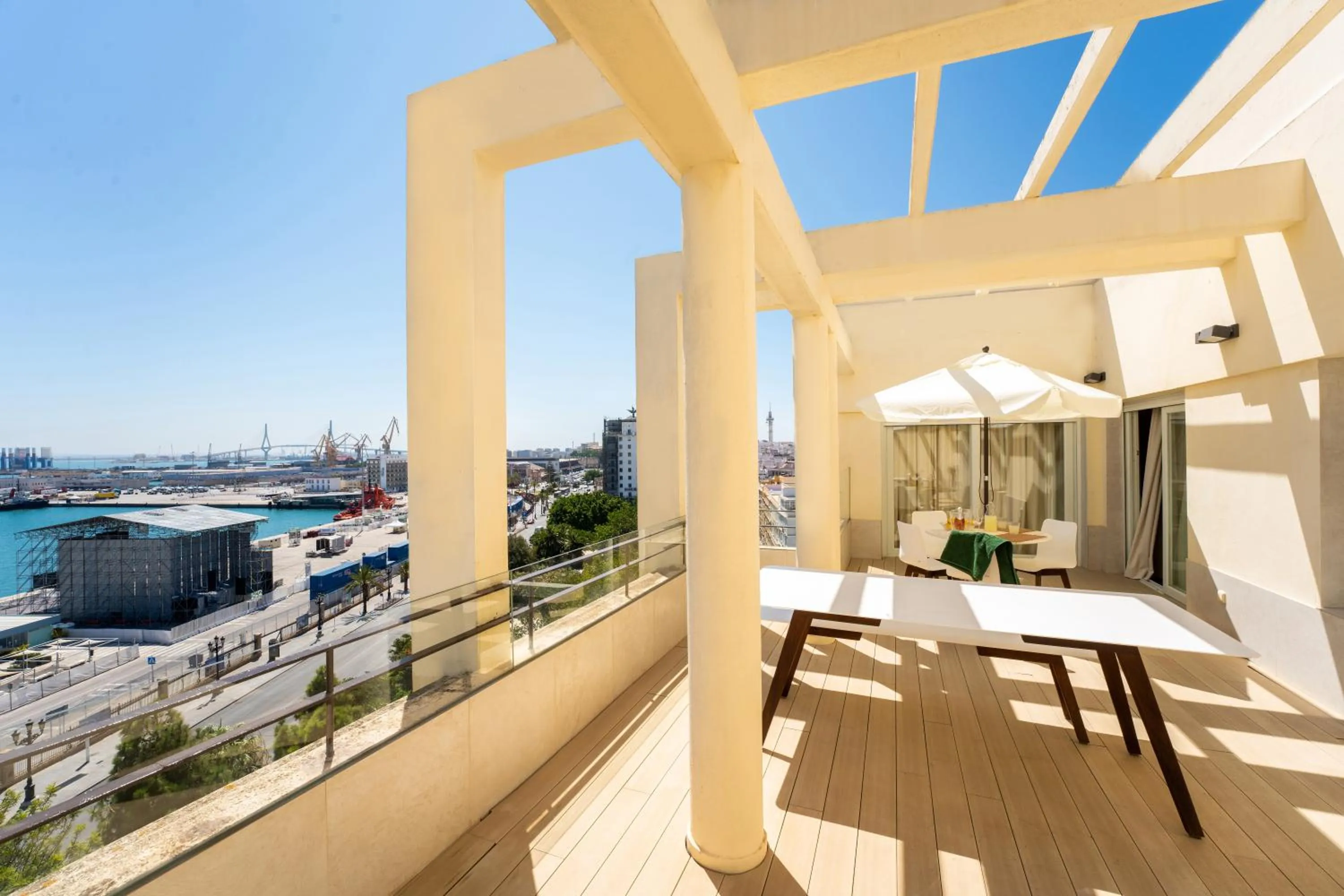Balcony/Terrace in Plaza Mina Suites - Adults Recommended by Luxury Suites Cadiz