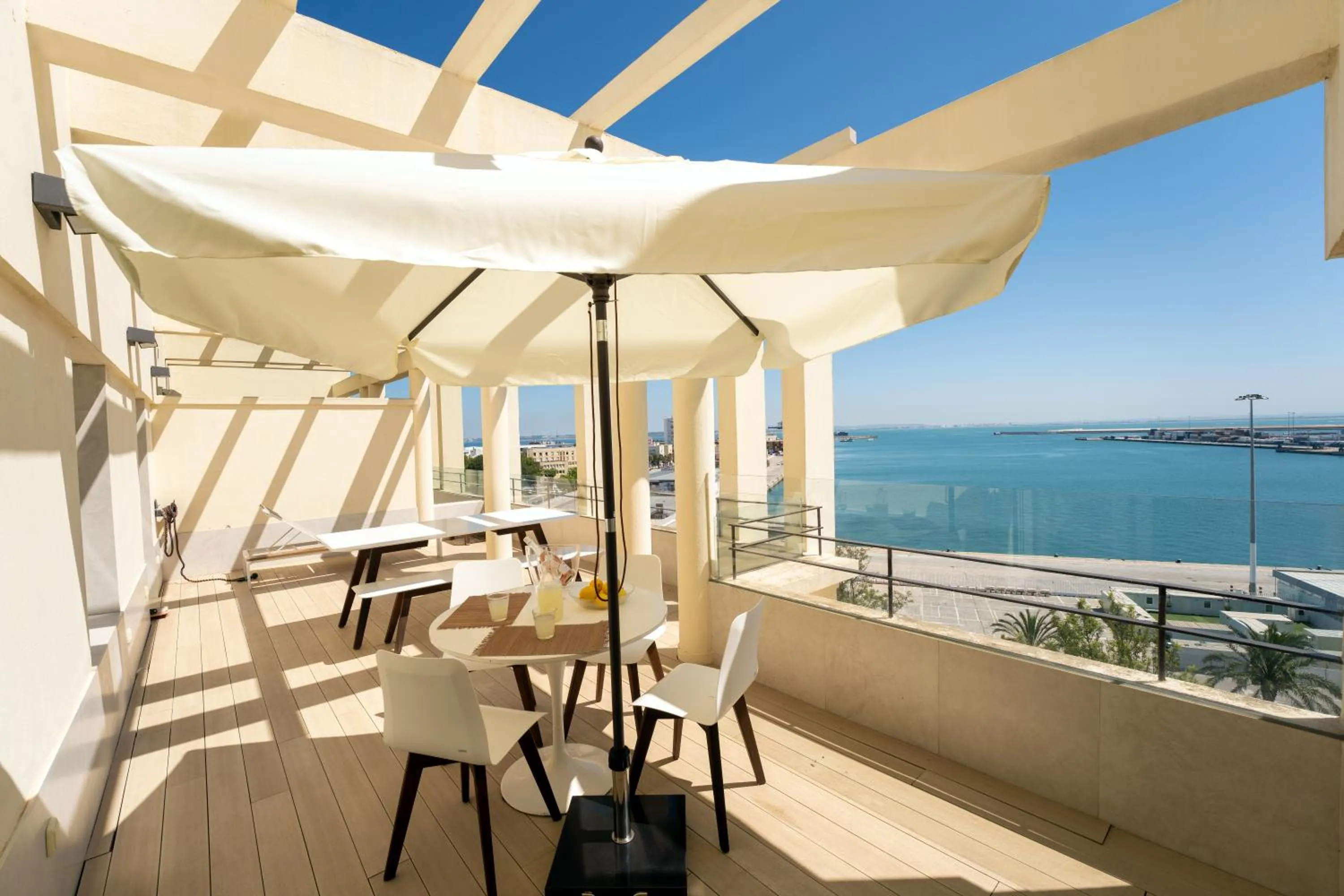 Balcony/Terrace in Plaza Mina Suites - Adults Recommended by Luxury Suites Cadiz