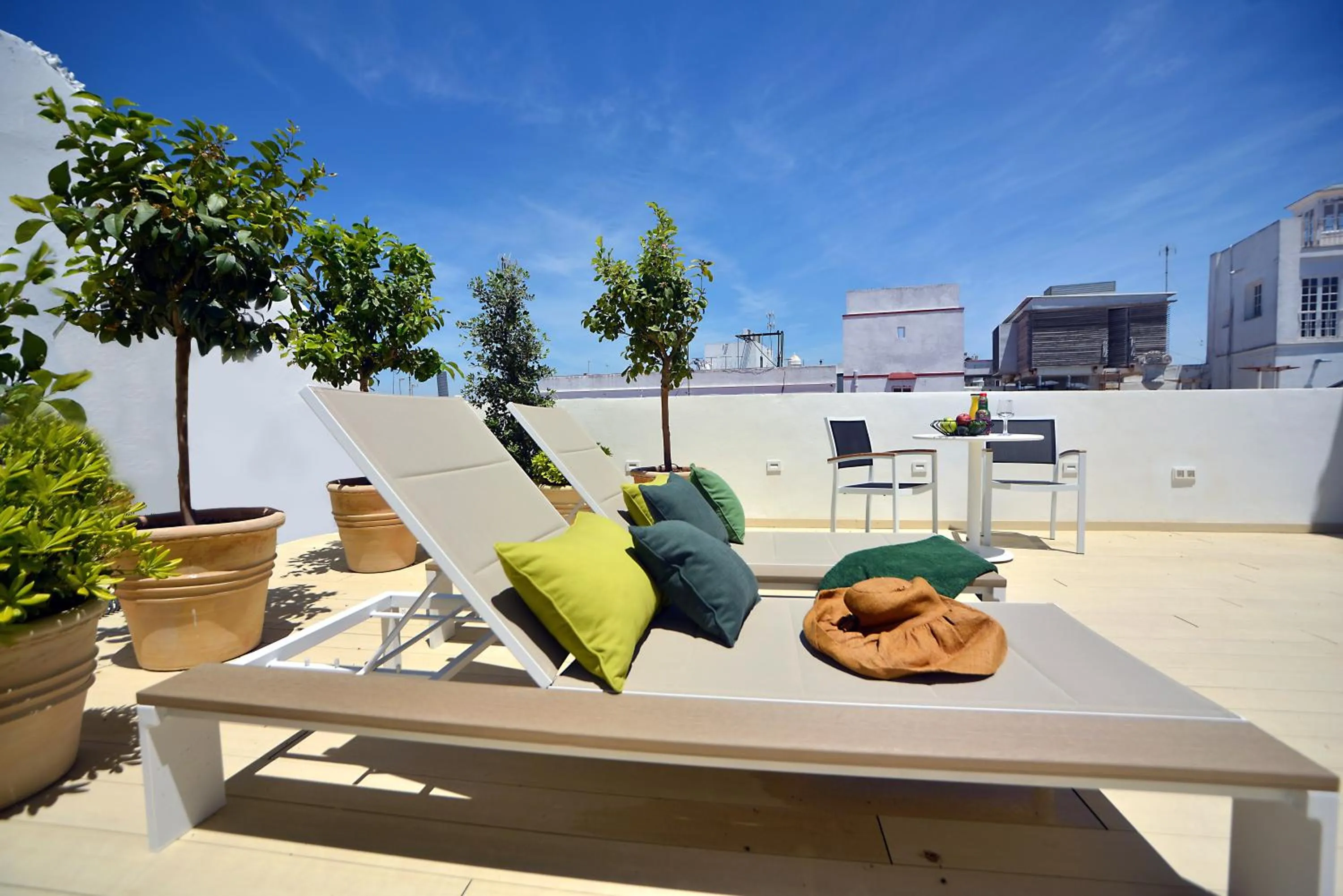 Balcony/Terrace in Plaza Mina Suites - Adults Recommended by Luxury Suites Cadiz