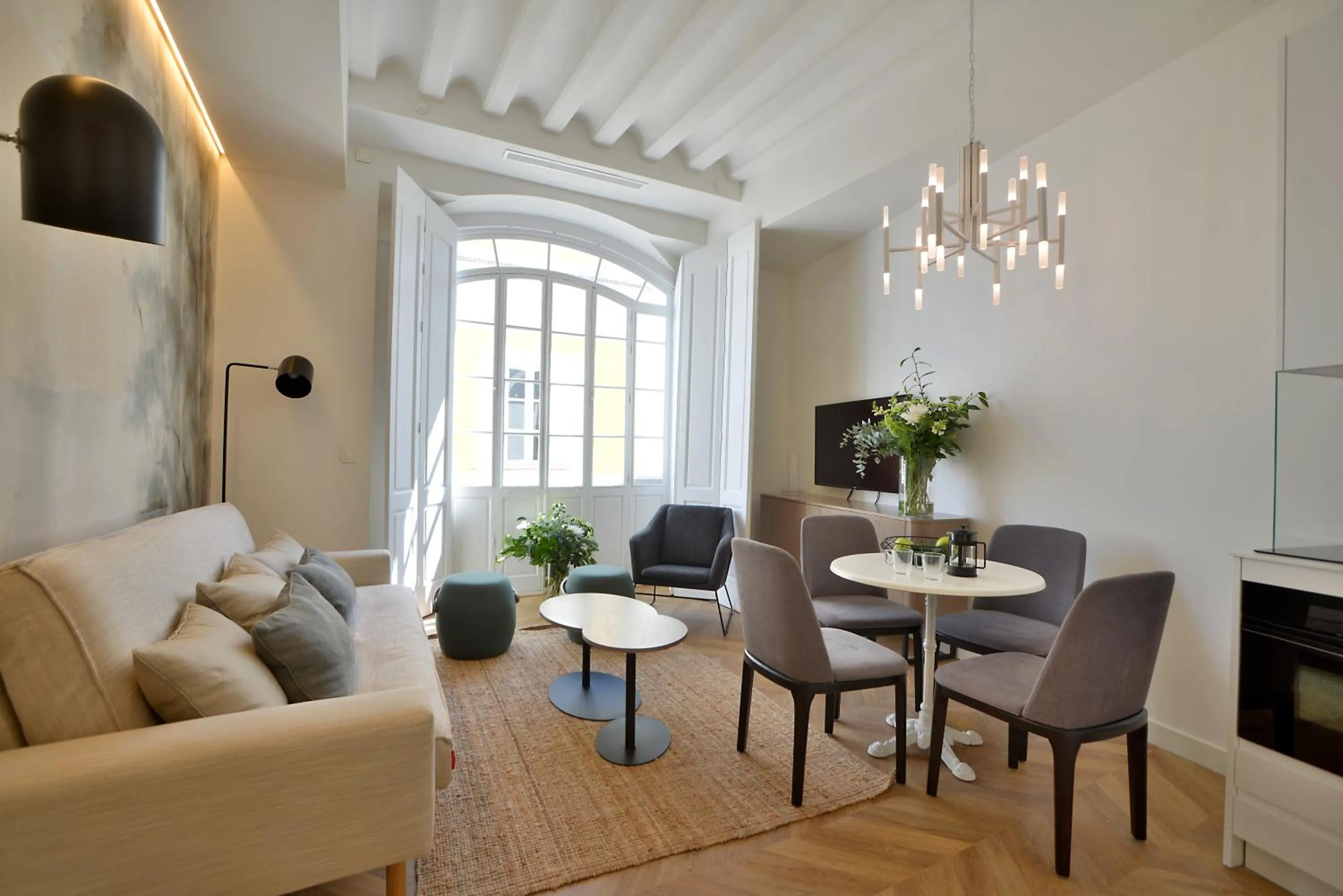 Living room in Plaza Mina Suites - Adults Recommended by Luxury Suites Cadiz