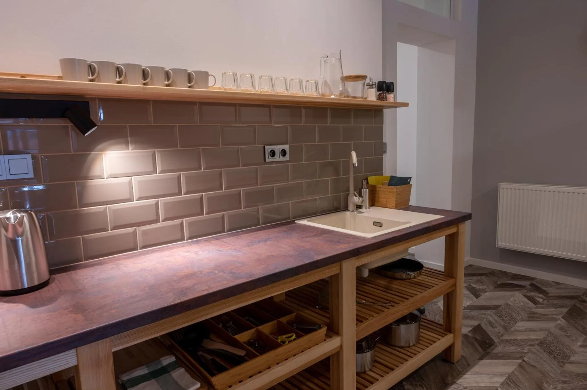 Kitchen or kitchenette in ART Hostel & Apartments