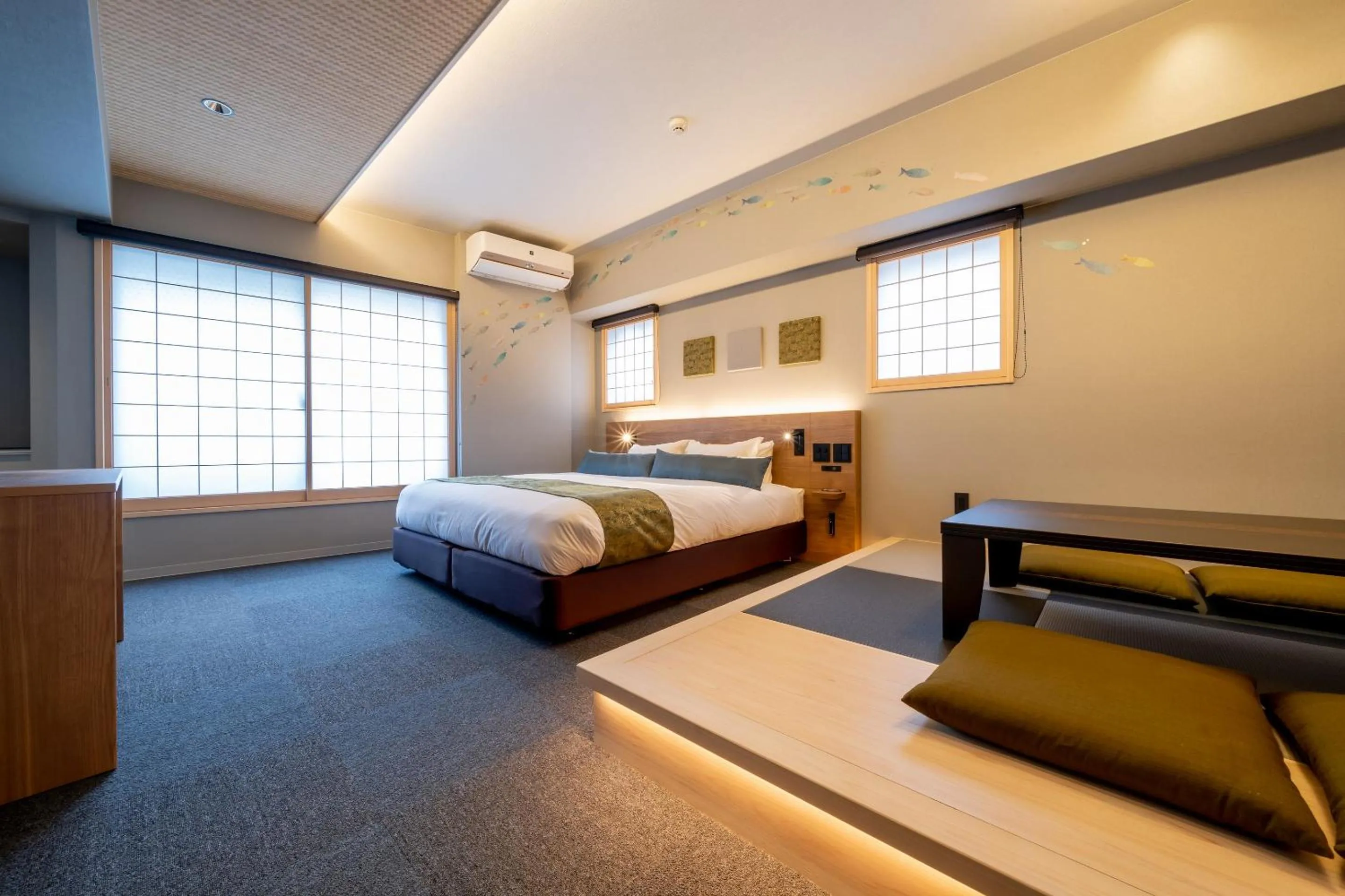 Seating area, Bed in RESI STAY Hotel Sun Chlorella