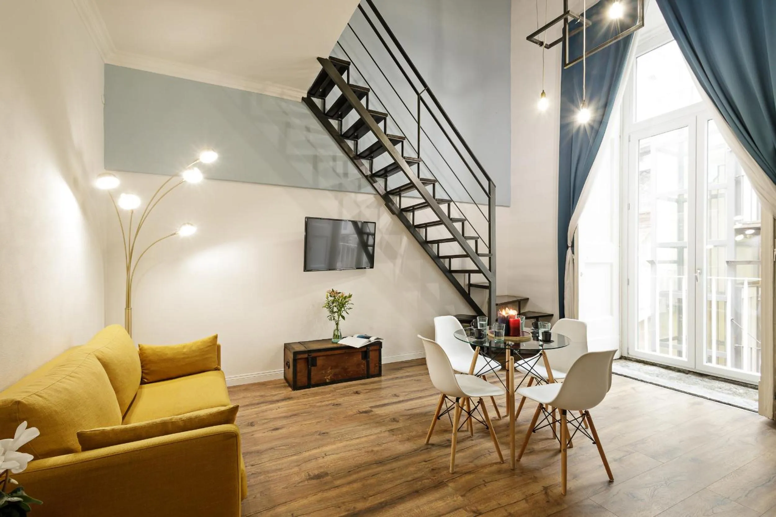 Seating area in Palà Suites