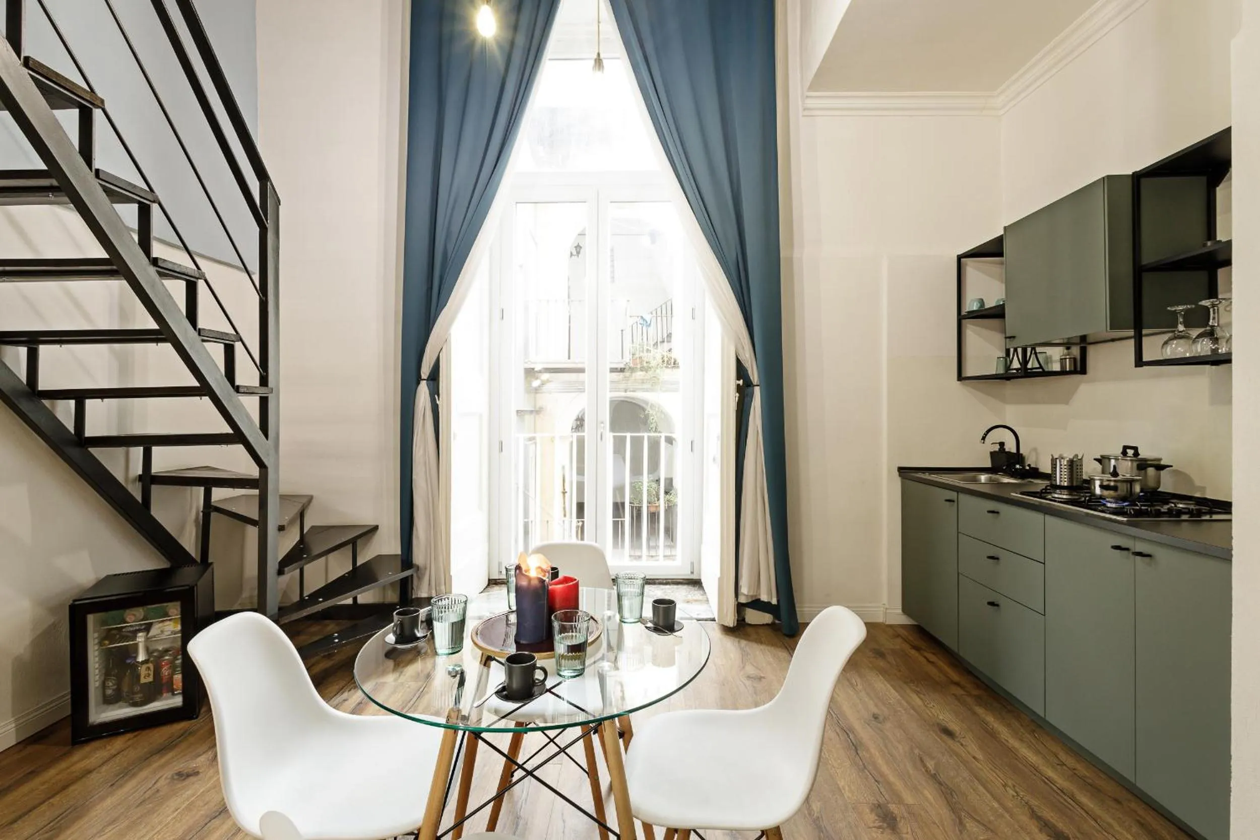 Seating area in Palà Suites