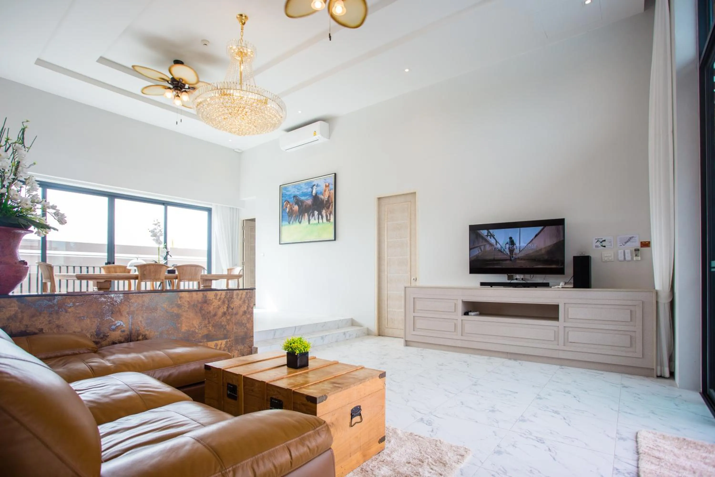 Living room in Gold Chariot Pool Villa, Phuket - SHA Plus Certified