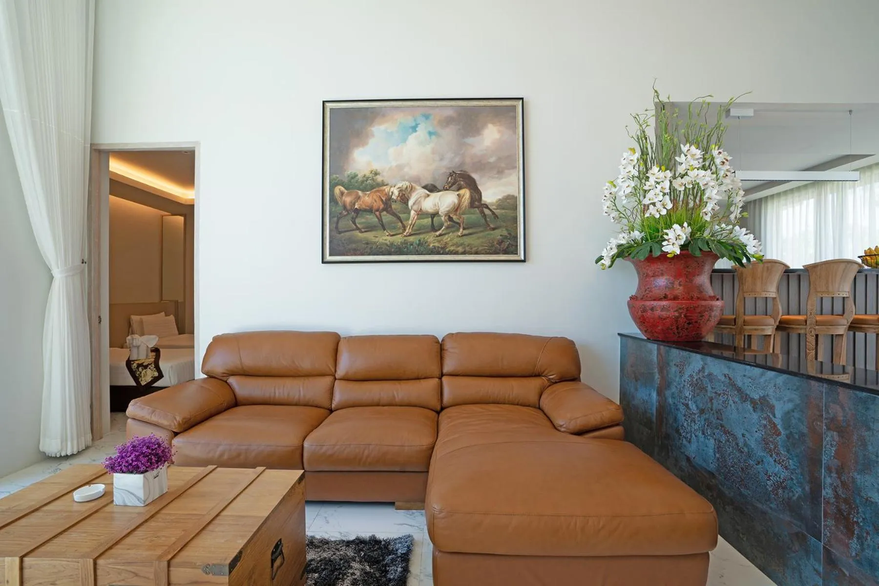 Living room in Gold Chariot Pool Villa, Phuket - SHA Plus Certified