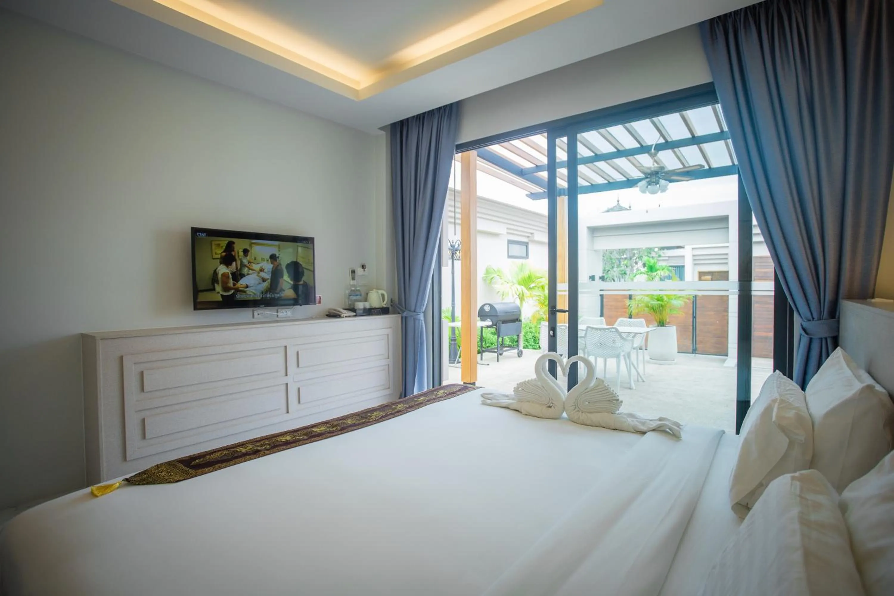 Bed in Gold Chariot Pool Villa, Phuket - SHA Plus Certified