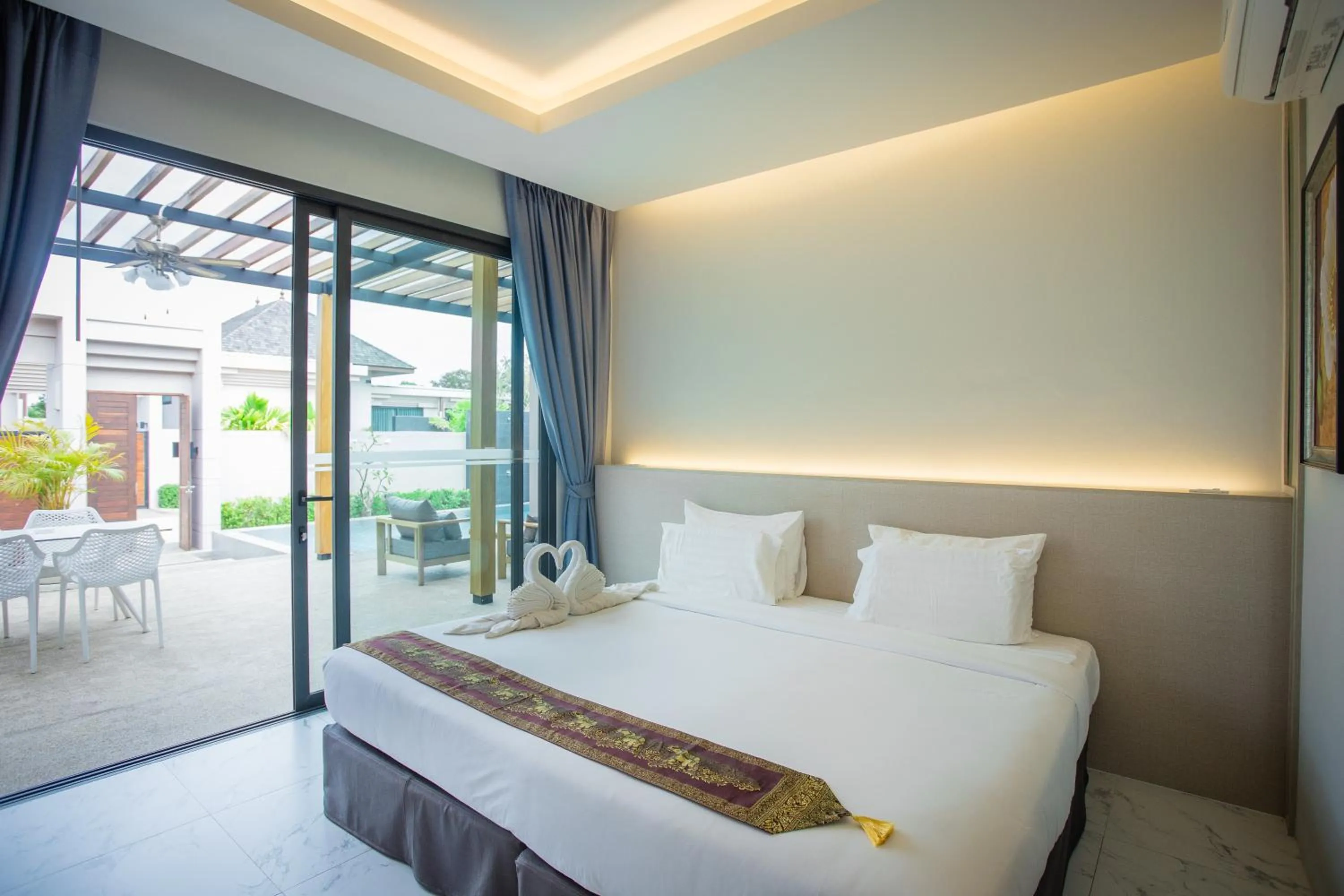 Bed in Gold Chariot Pool Villa, Phuket - SHA Plus Certified