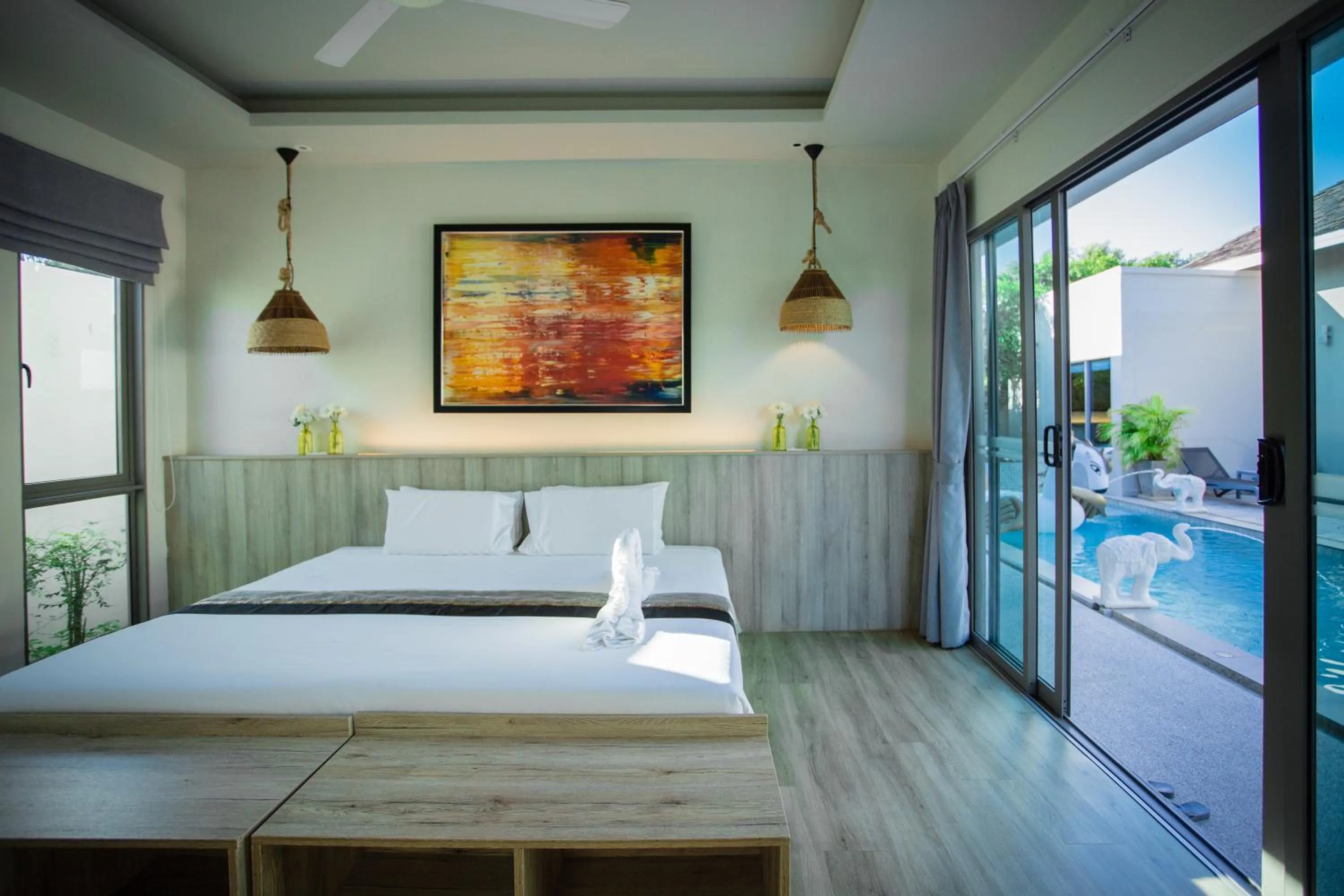 Bed in Yipmunta Pool Villa - SHA Plus Certified