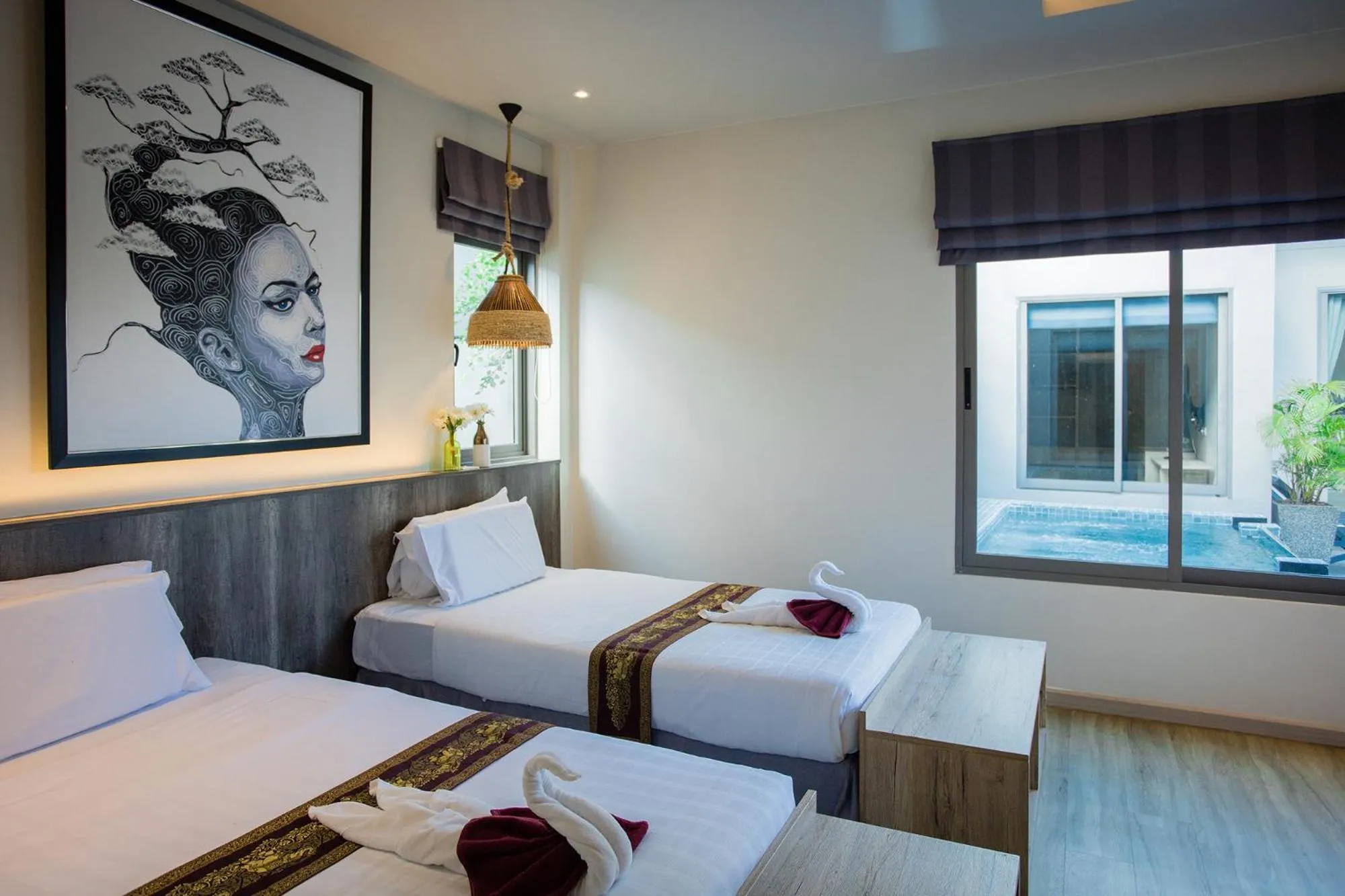 Bed in Yipmunta Pool Villa - SHA Plus Certified