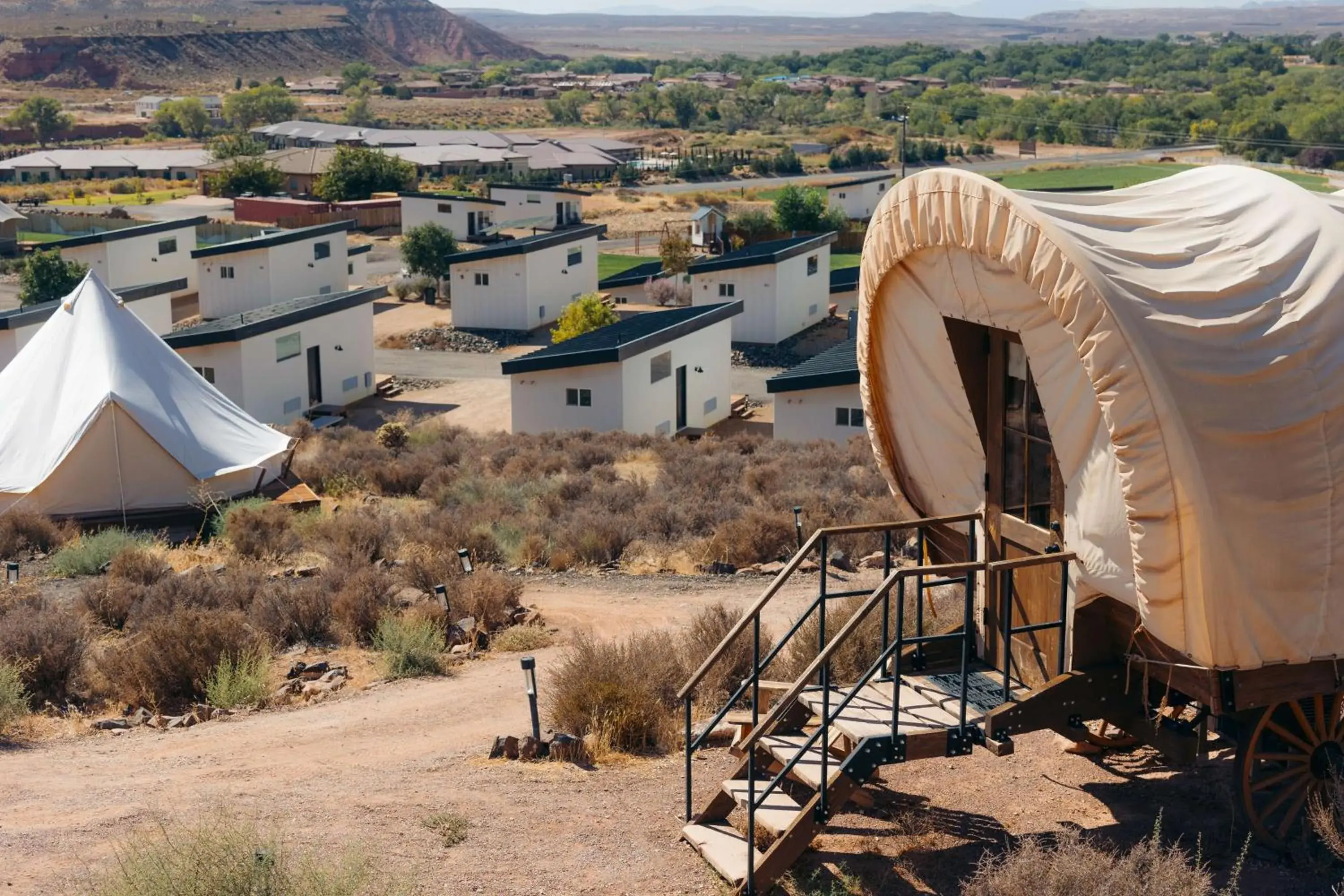Wagon with One King Bed, Bunk Beds and Shared Bathroom in Zion Wildflower Resort Wagon with One King Bed, Bunk Beds and Shared Bathroom in Zion Wildflower Resort