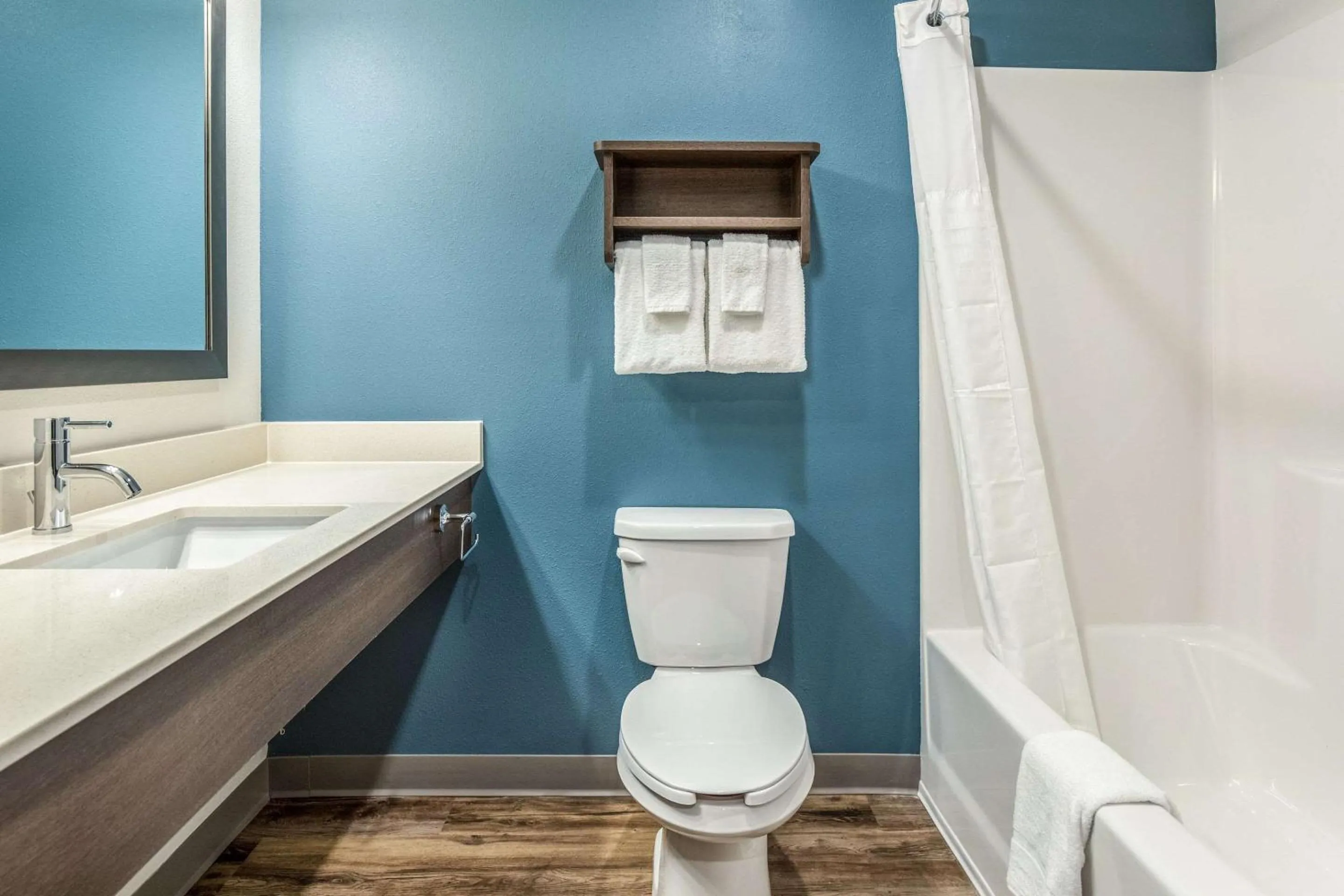 Bathroom in WoodSpring Suites Greenville Haywood Mall