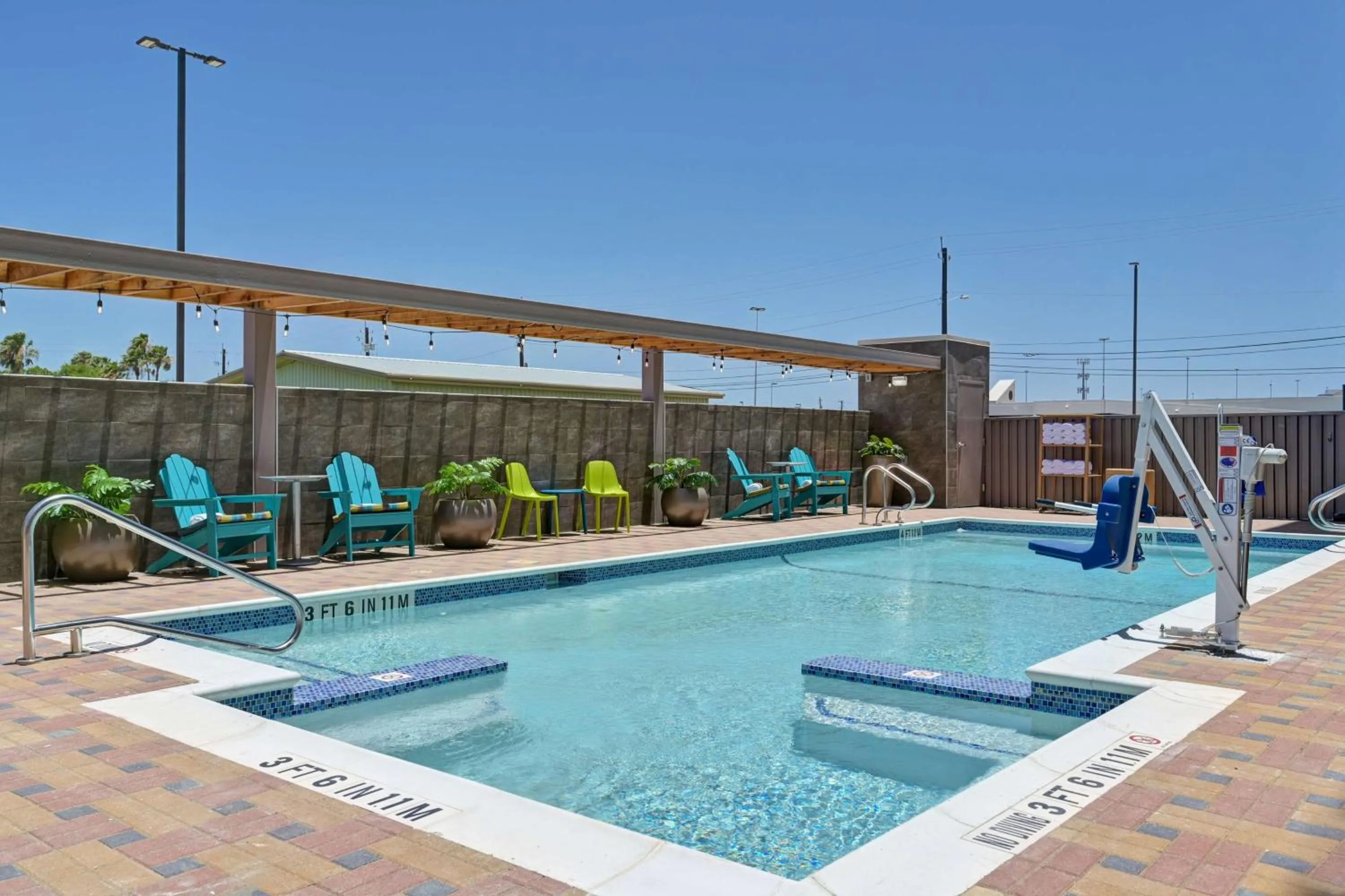 Pool view in Home2 Suites Corpus Christi Southeast, Tx