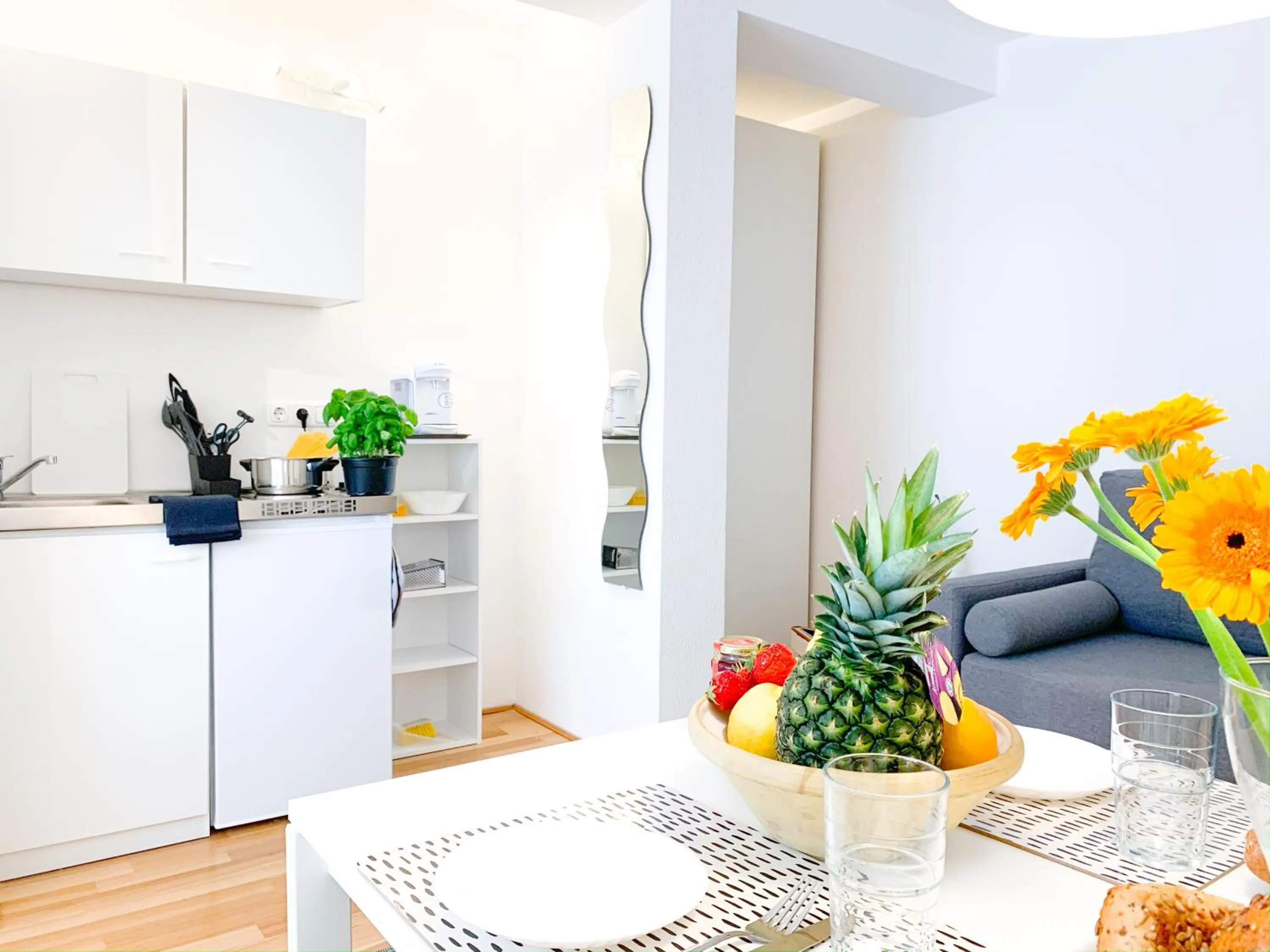 Kitchen or kitchenette in Relax Aachener Boardinghouse Appartements Premium 1