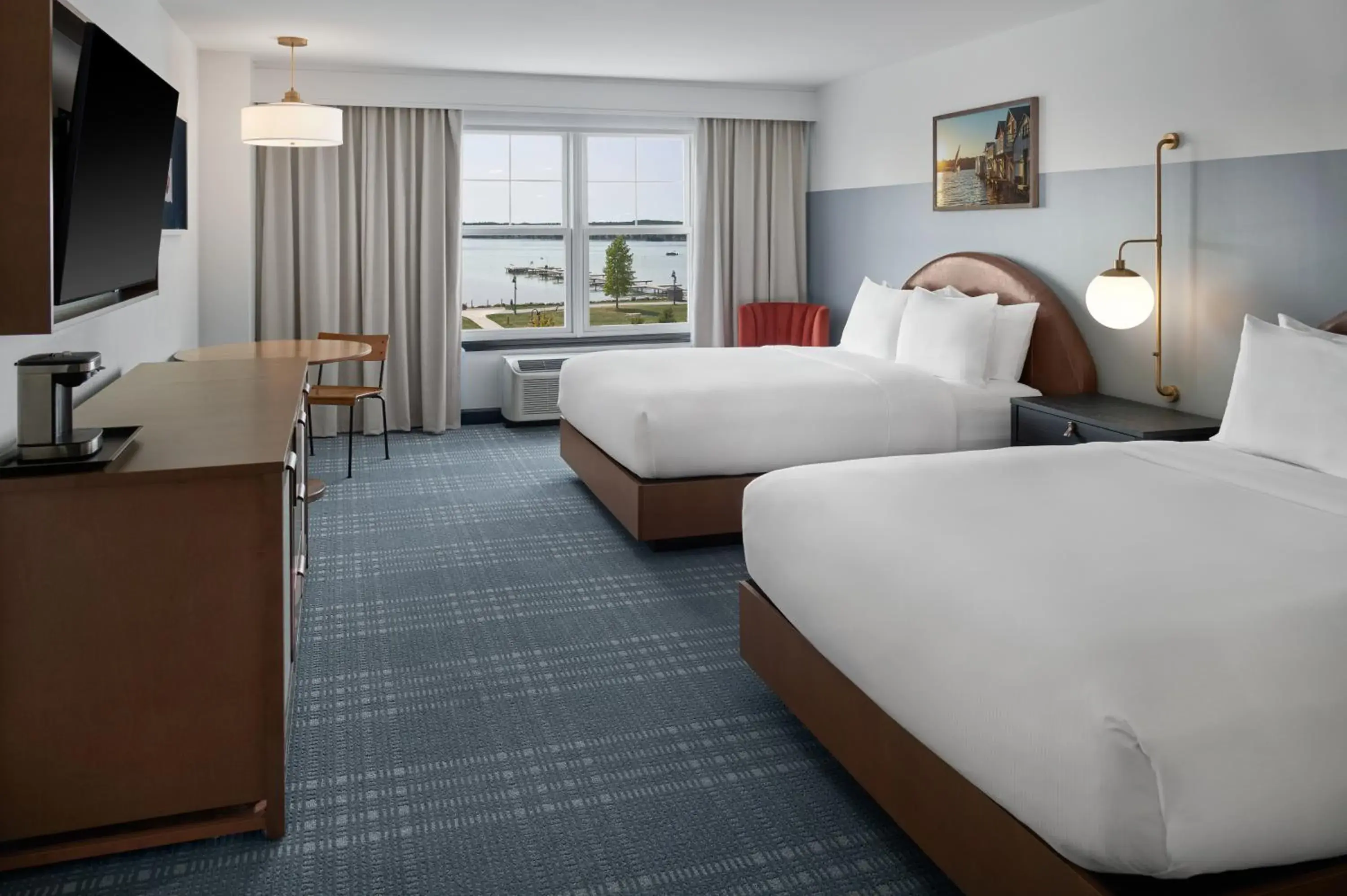 Queen Room with Two Queen Beds and Lake View - Hearing Access in Hotel Canandaigua, Tapestry Collection By Hilton Queen Room with Two Queen Beds and Lake View - Hearing Access in Hotel Canandaigua, Tapestry Collection By Hilton