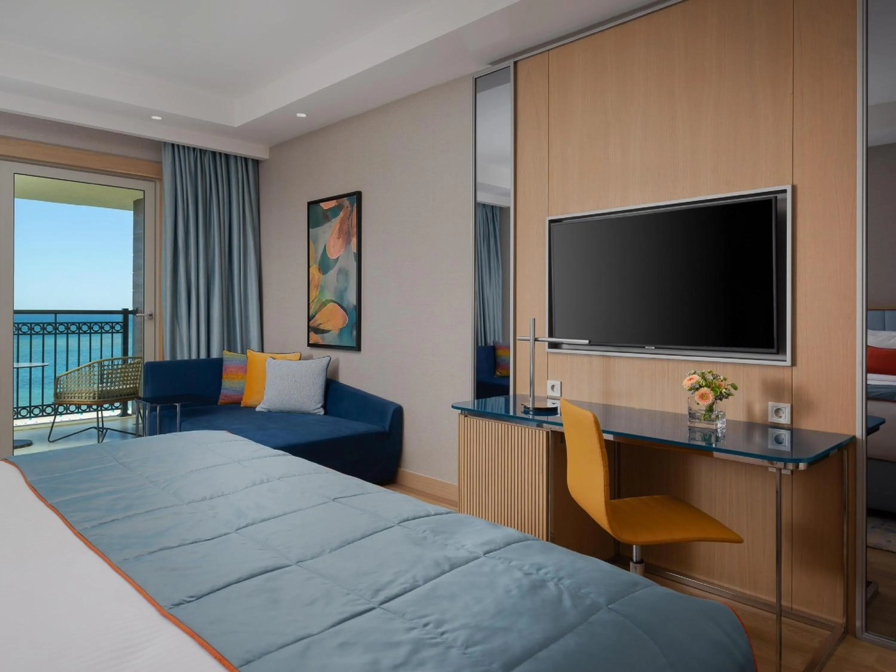 Bedroom, Bed in Rixos Water World Aktau - Theme Park Free Access