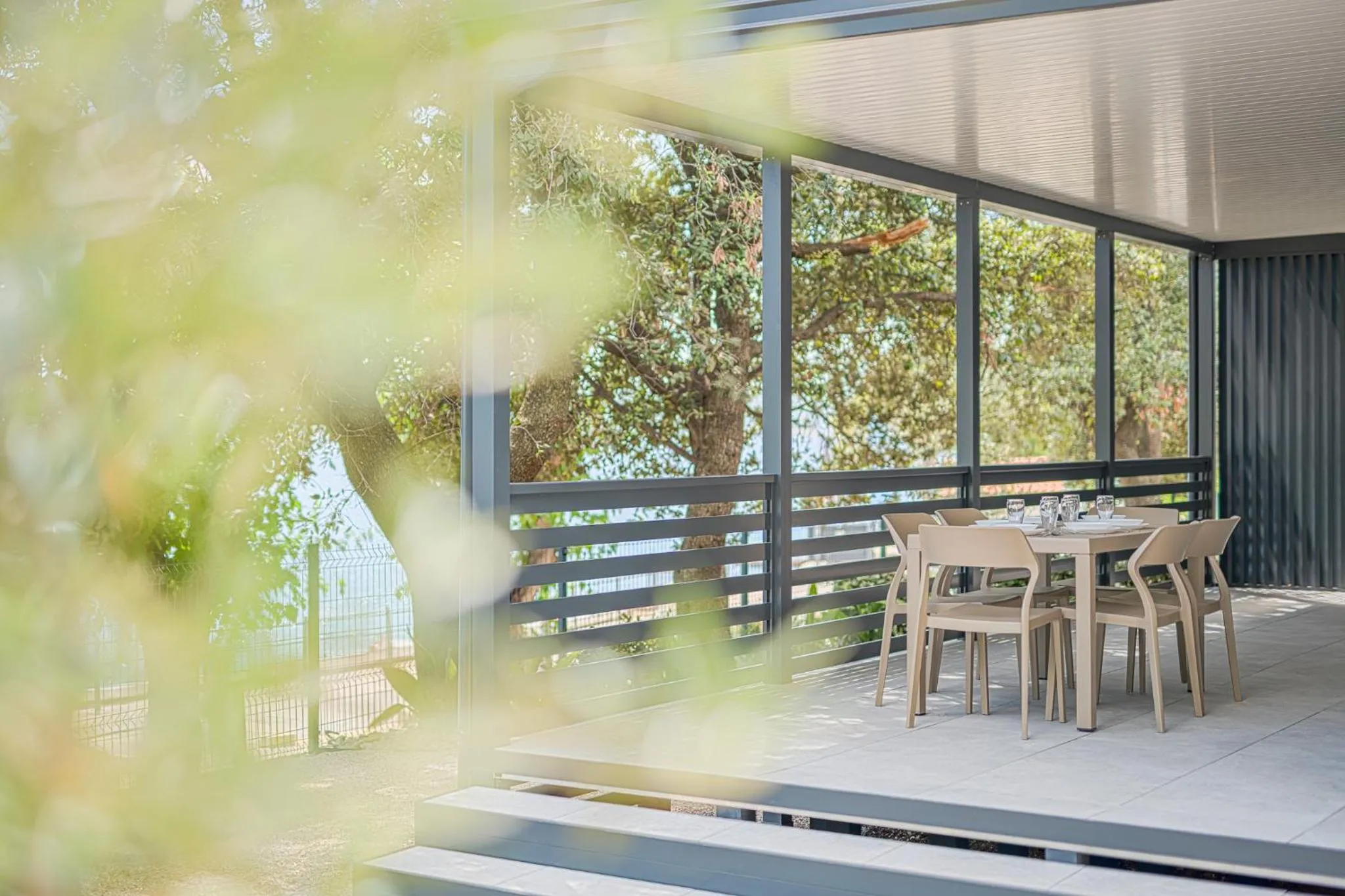 Seating area in Elements Camping Selce Mobile homes