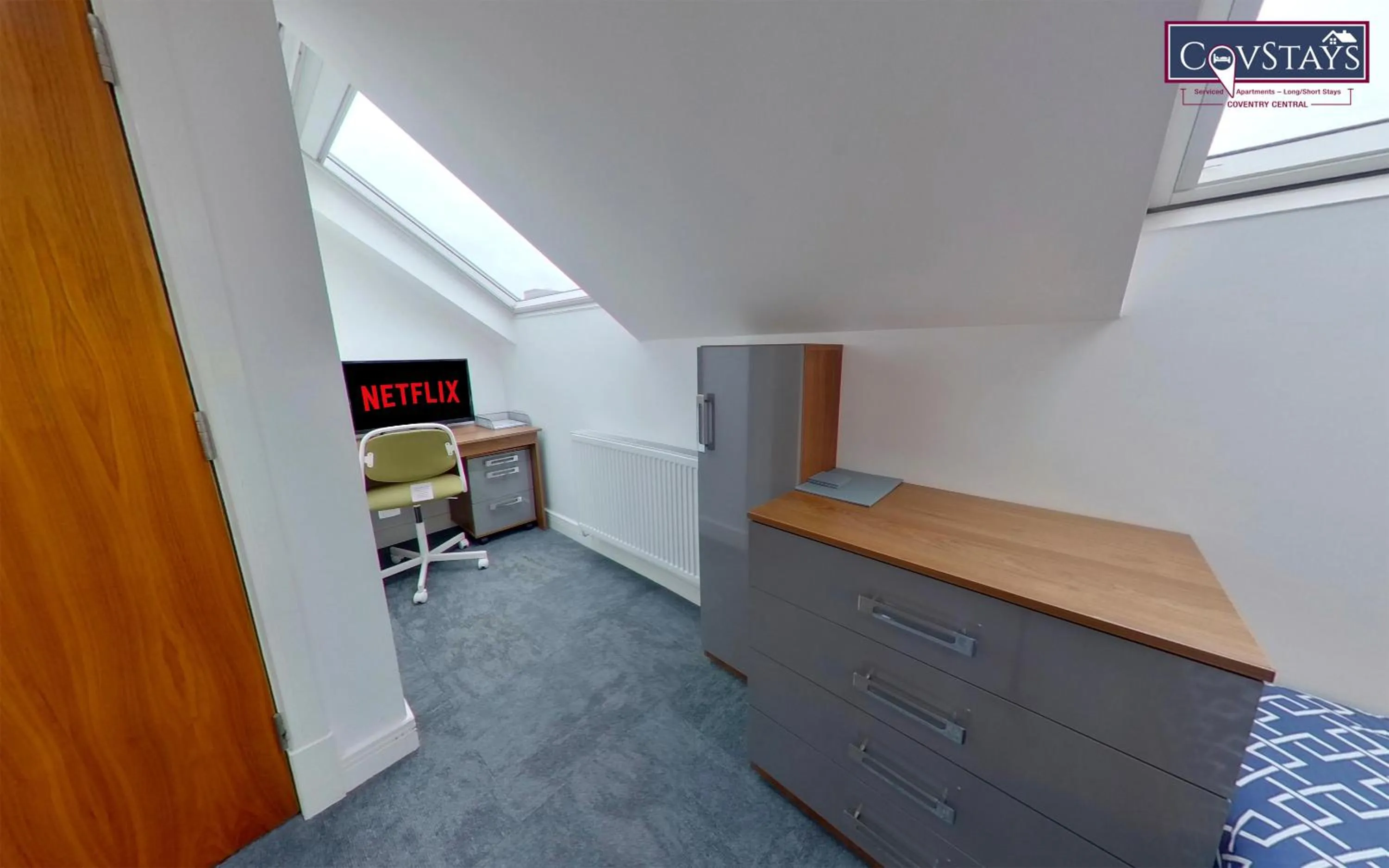 Bed in Victoria House - Deluxe Studios in Coventry City Centre, free parking, by COVSTAYS