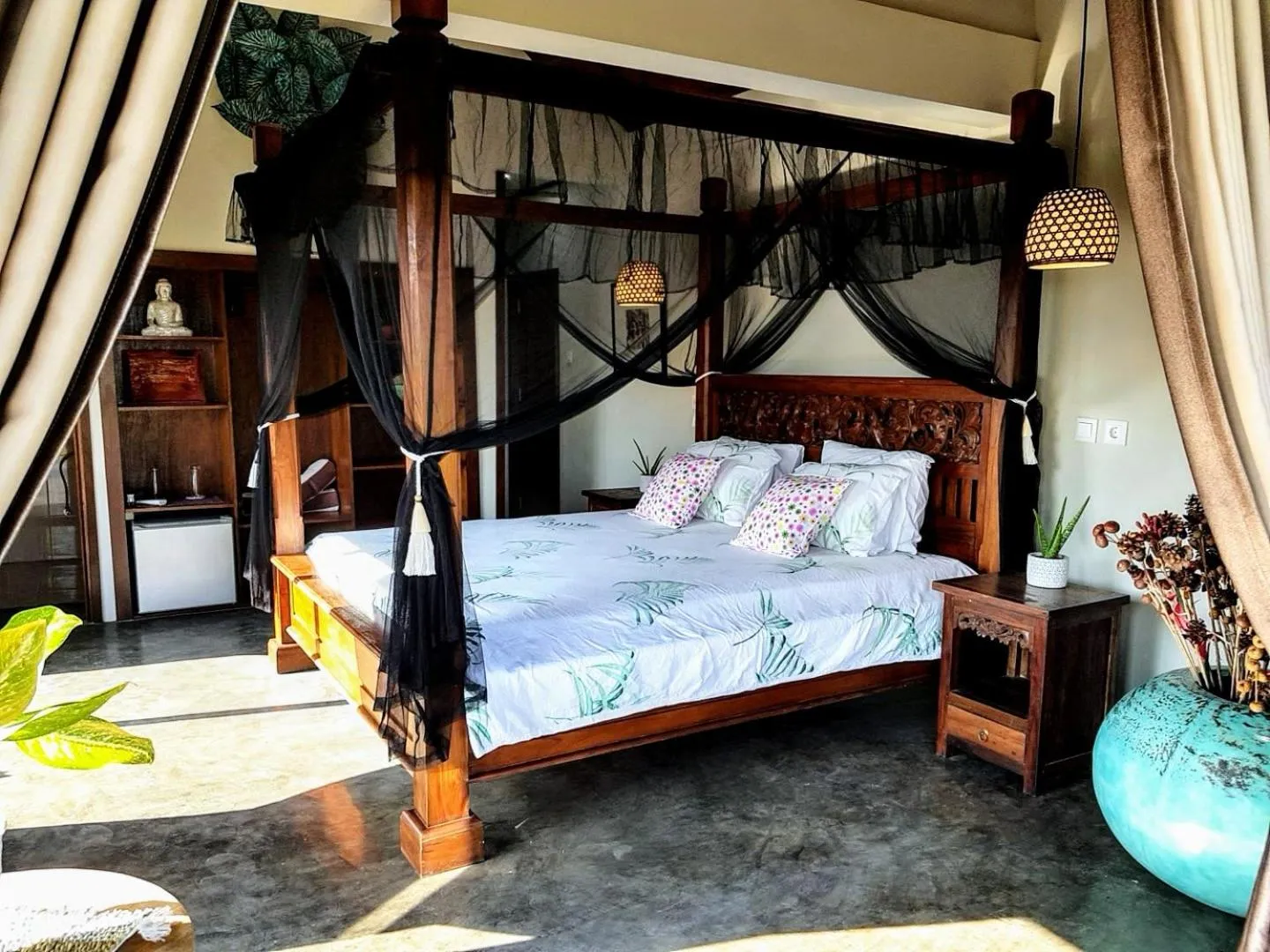 Bed in Ombak Resort at Ekas , a luxury surf and kite destination, Close to Inside Ekas beach