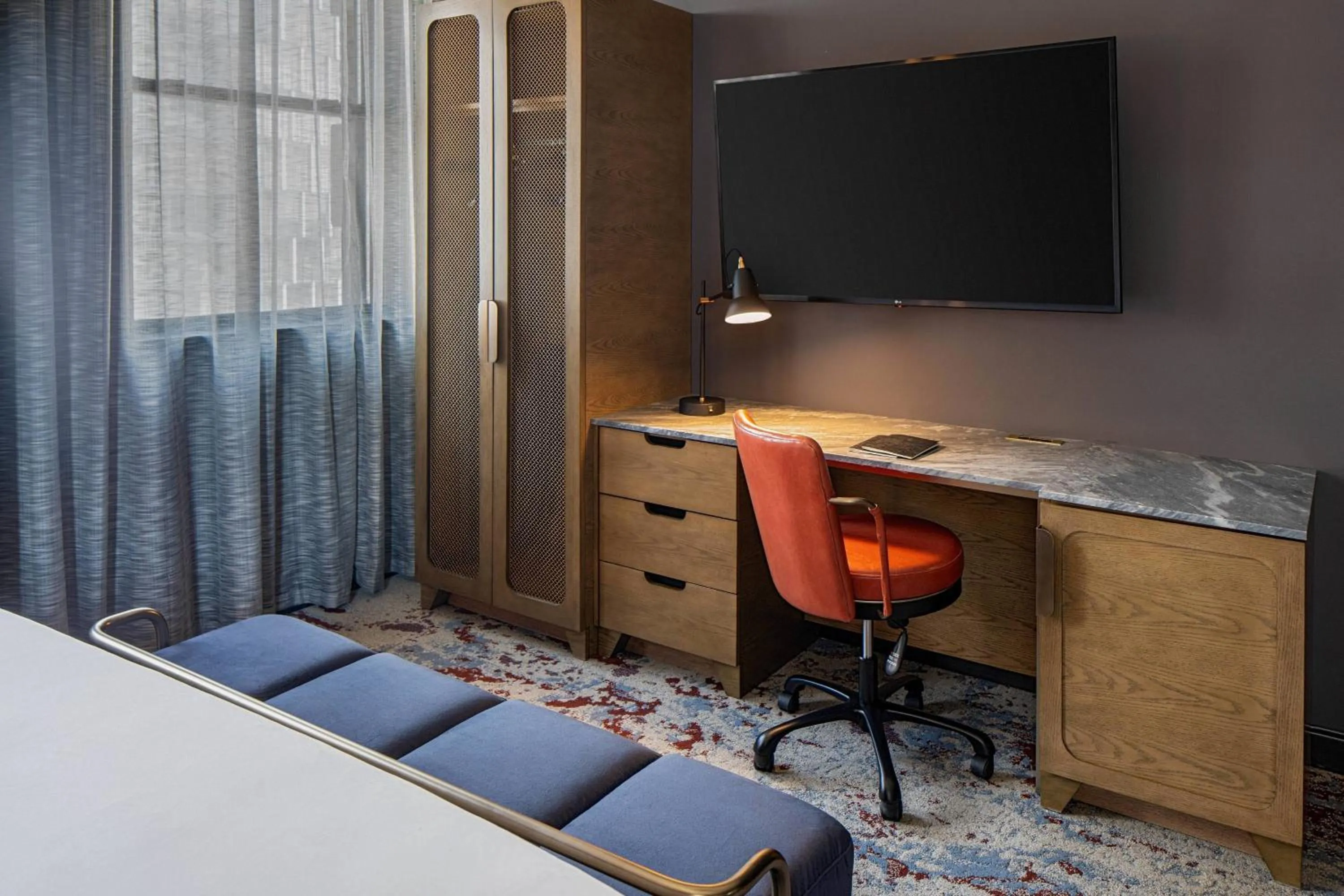 Photo of the whole room, Bed in The Industrialist Hotel, Pittsburgh, Autograph Collection