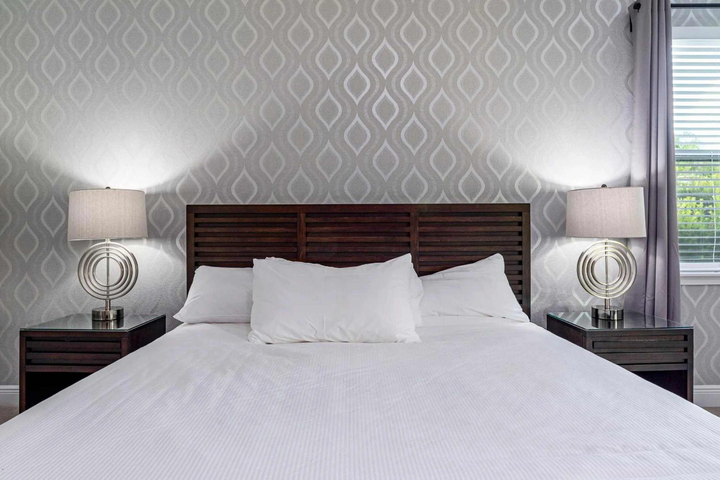 Bedroom, Bed in Upscale Modern Getaway home with heated pool/hot tub, 9 beds 8.5 bath Sleeps 18+