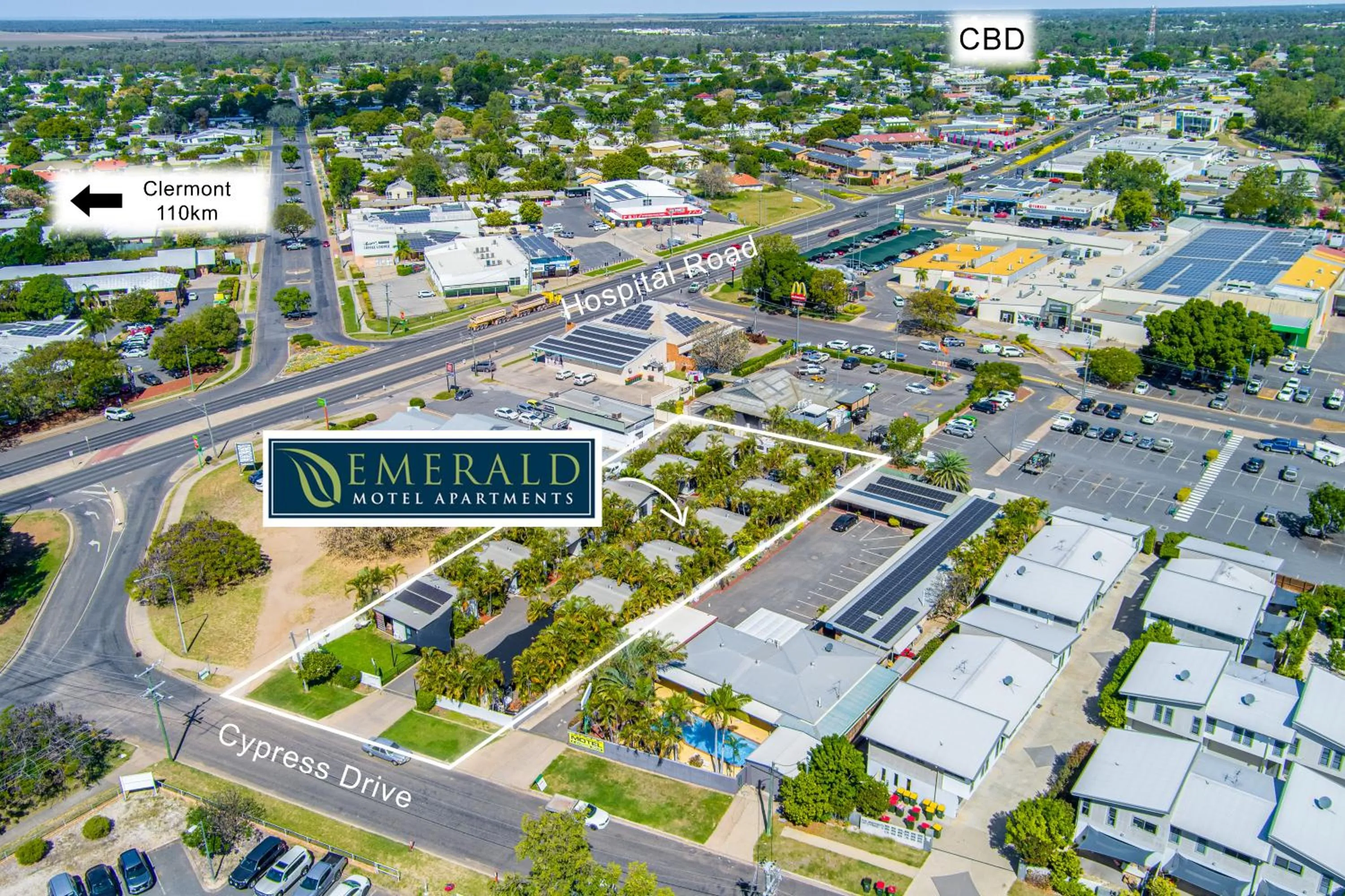Bird's eye view in Emerald Motel Apartments