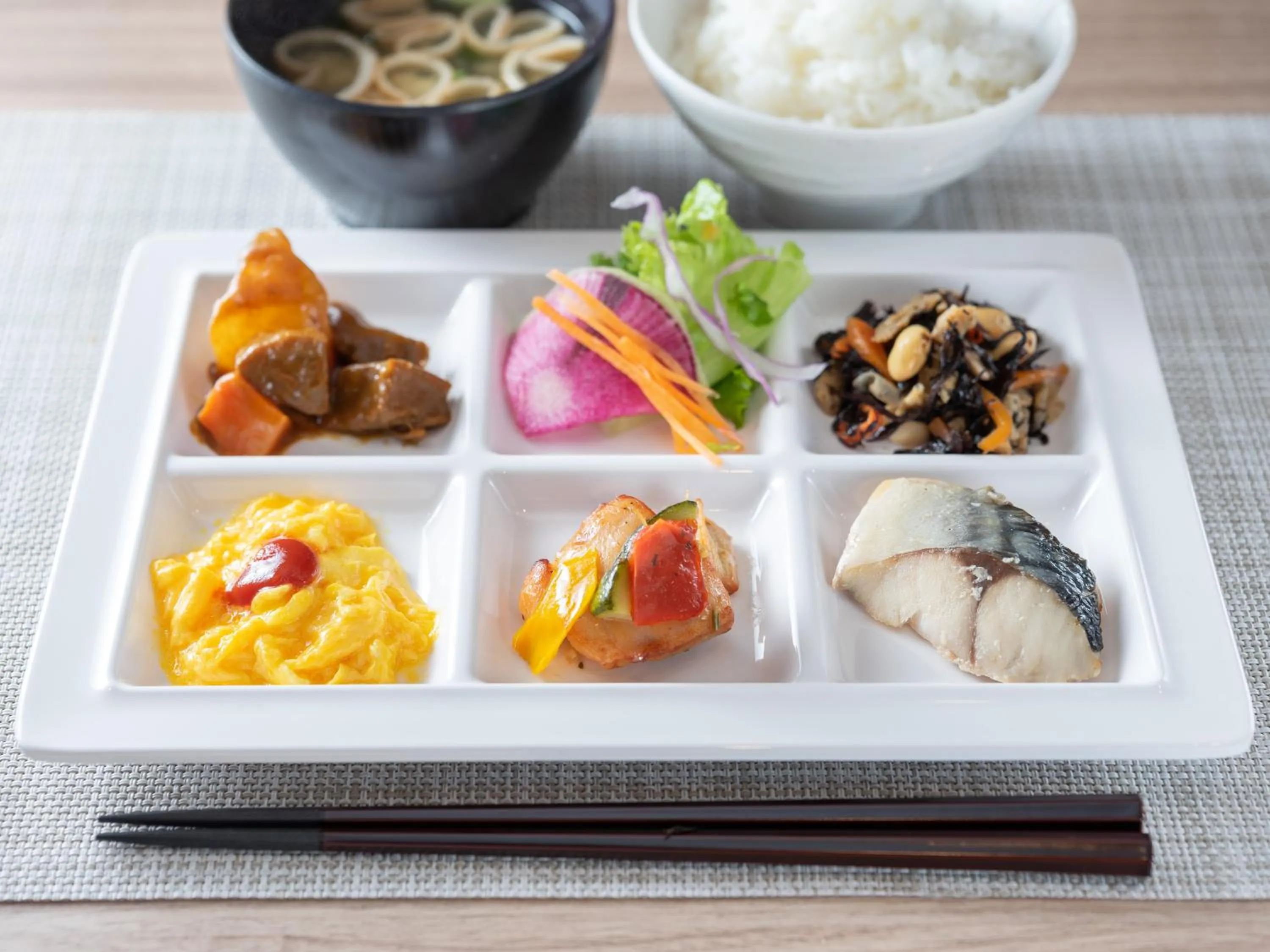 Buffet breakfast in Super Hotel Sendai Airport Inter