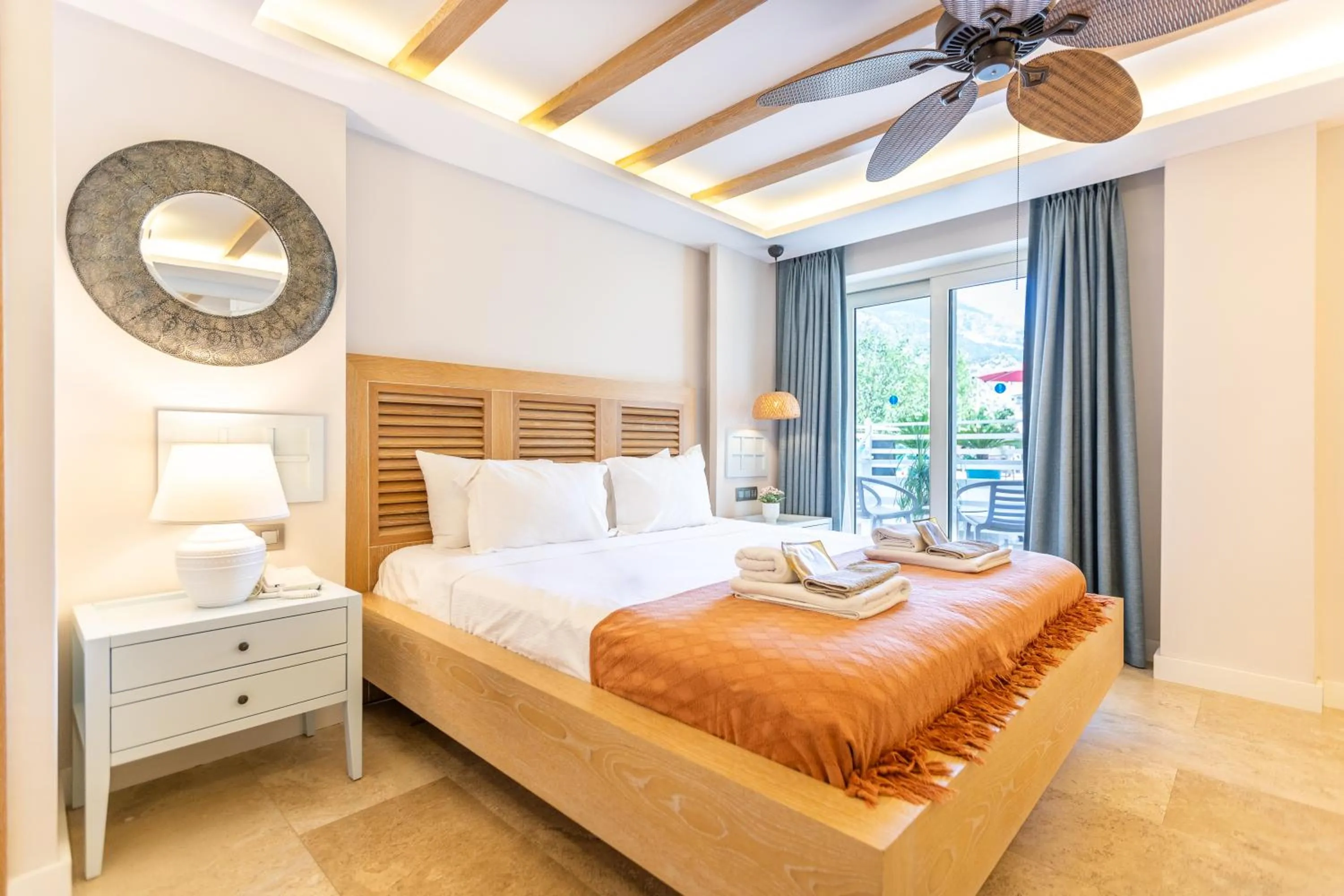 Bed in Kalkan Saray Suites Hotel