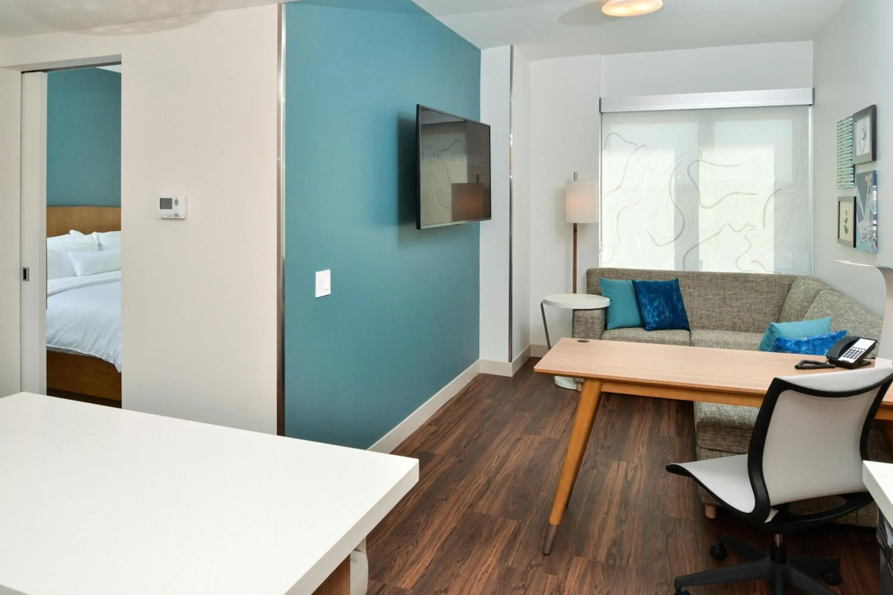 One-Bedroom King Suite with Sofa Bed and Transfer Shower - Mobility/Hearing Accessible in Element Kansas City Overland Park One-Bedroom King Suite with Sofa Bed and Transfer Shower - Mobility/Hearing Accessible in Element Kansas City Overland Park