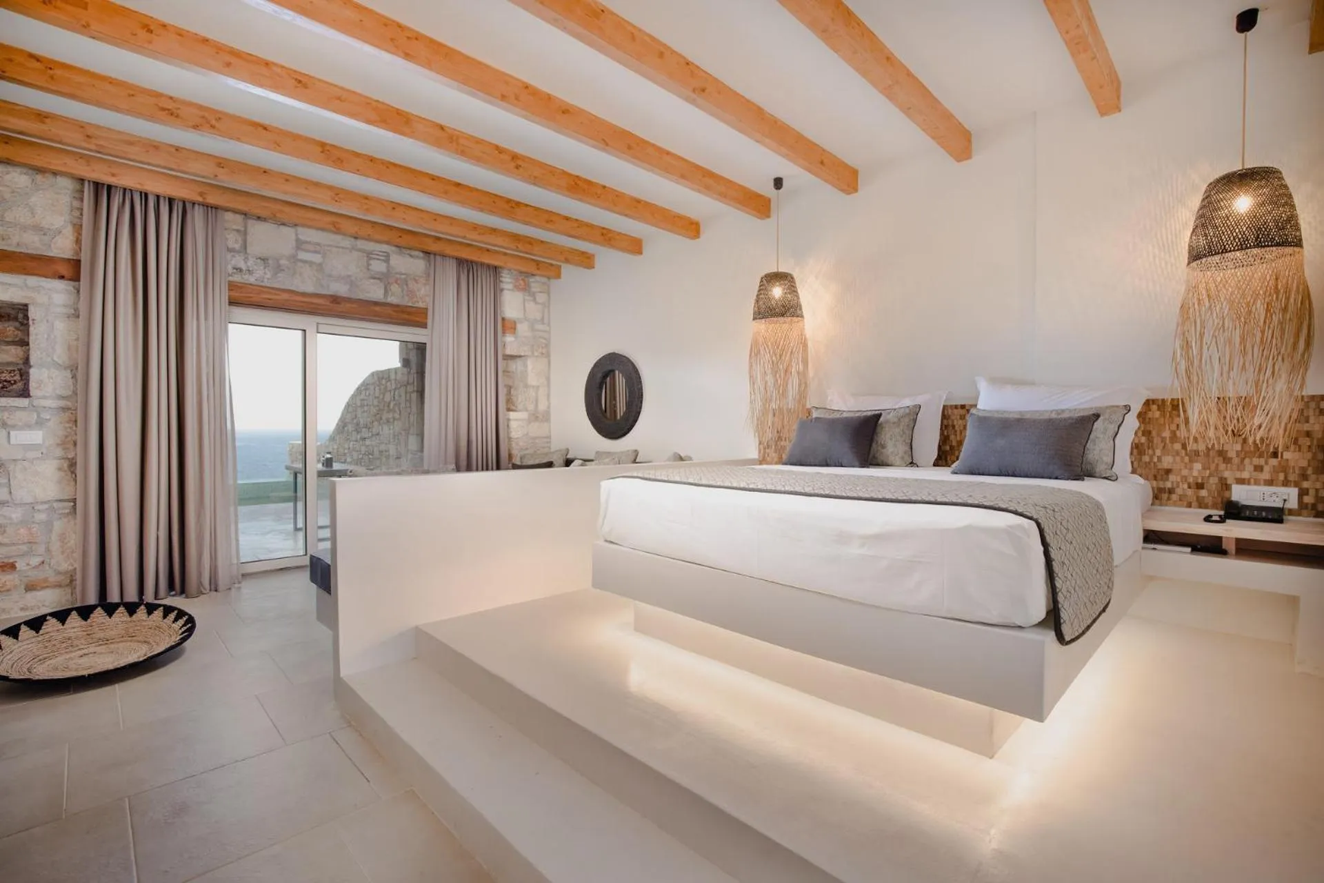 Bed in Aliv stone suites & spa