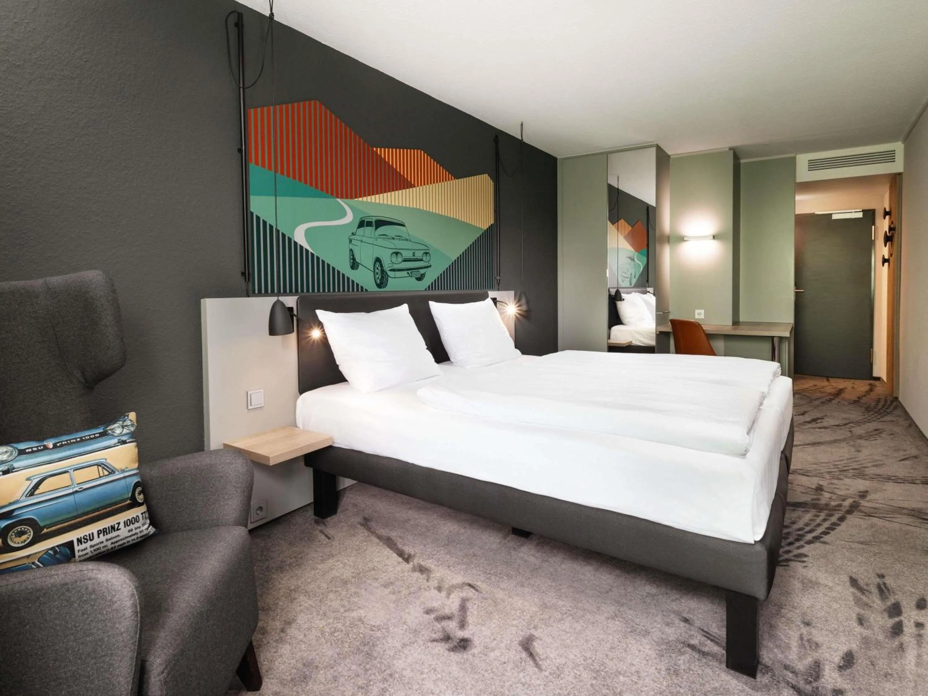Bedroom, Bed in ibis Styles Neckarsulm