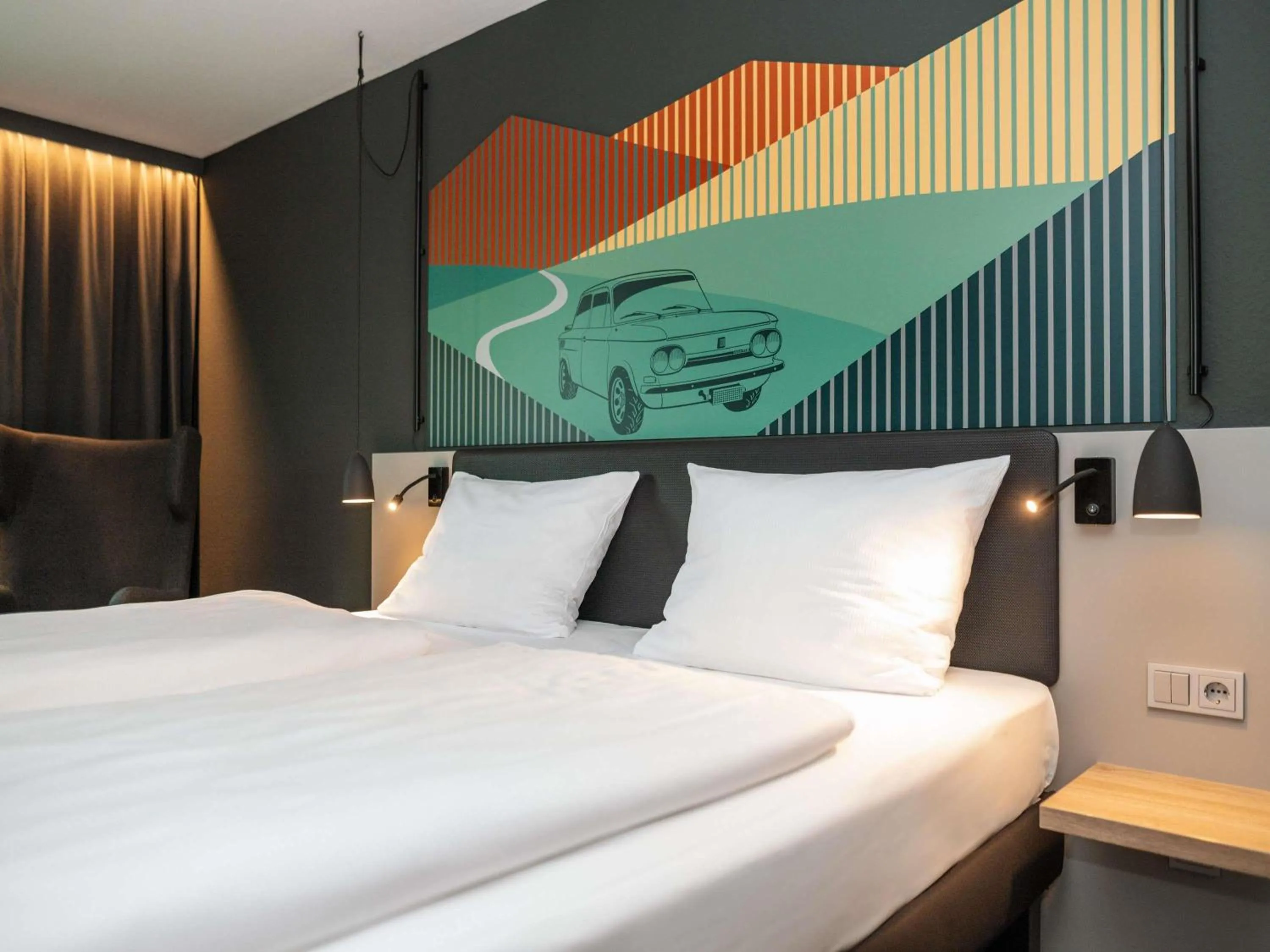 Bedroom, Bed in ibis Styles Neckarsulm