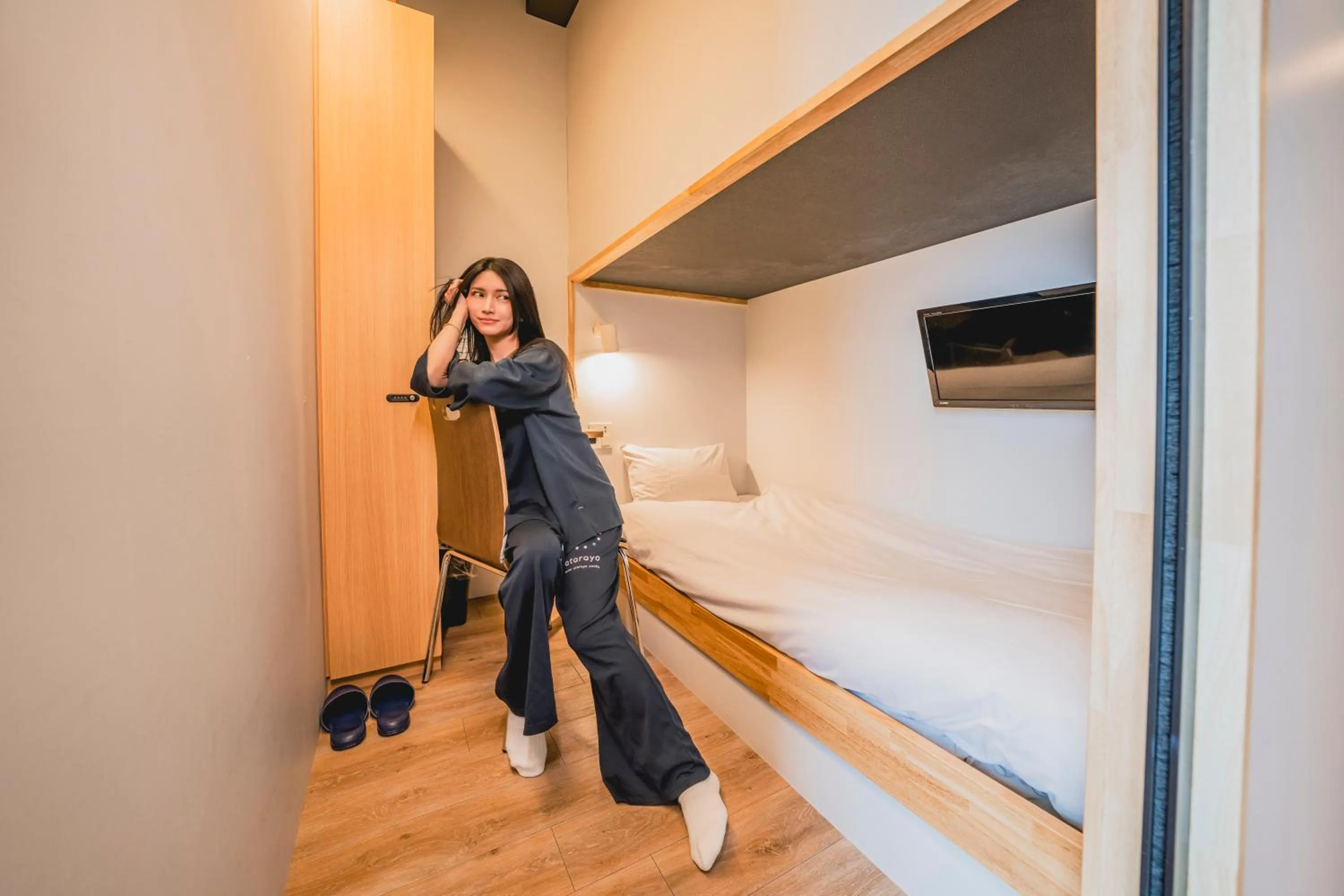 Photo of the whole room, Bed in hotel atarayo osaka