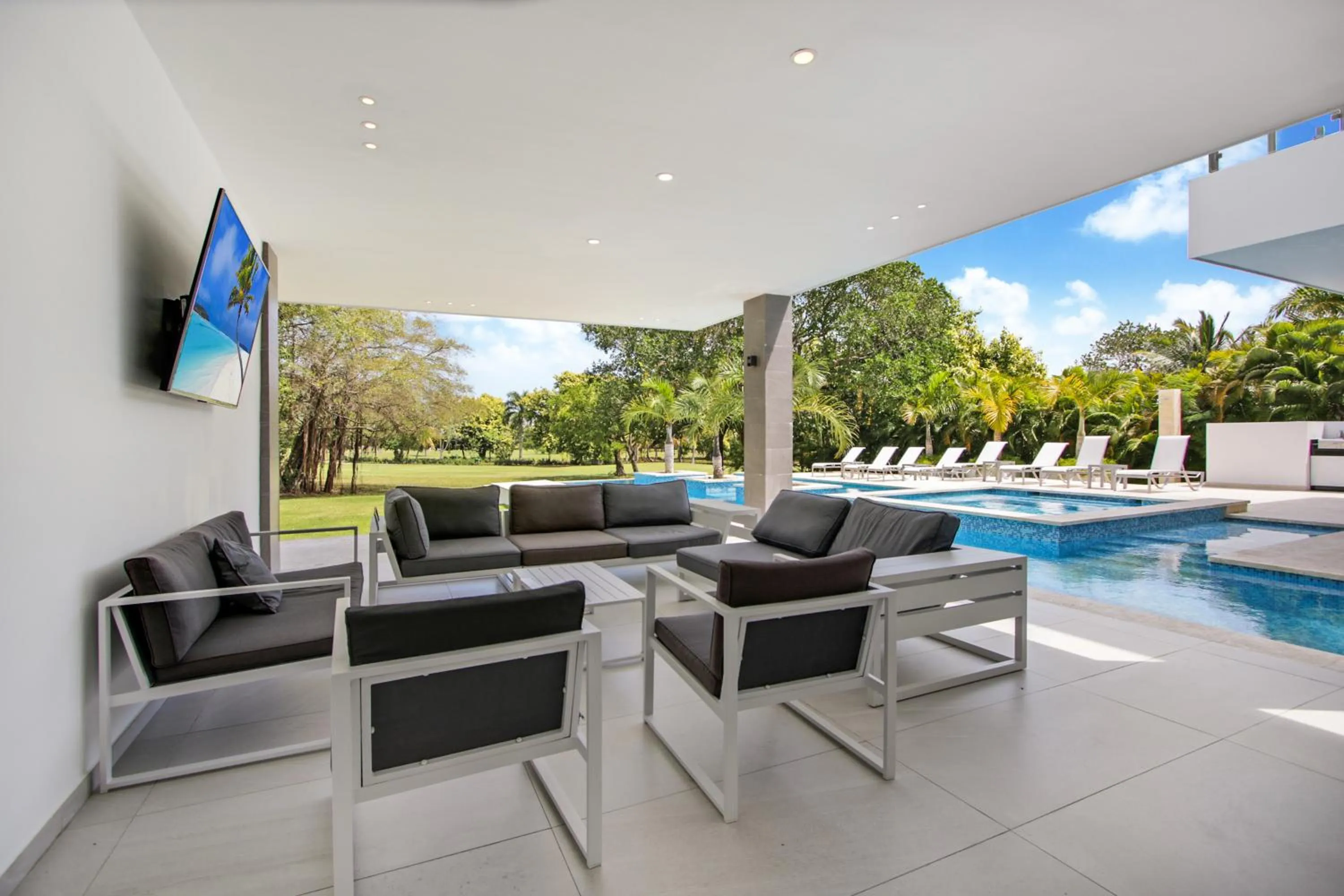 Patio in Modern Brand New Villa with Pool, Jacuzzi, Chef at Cocotal Golf & Country Club