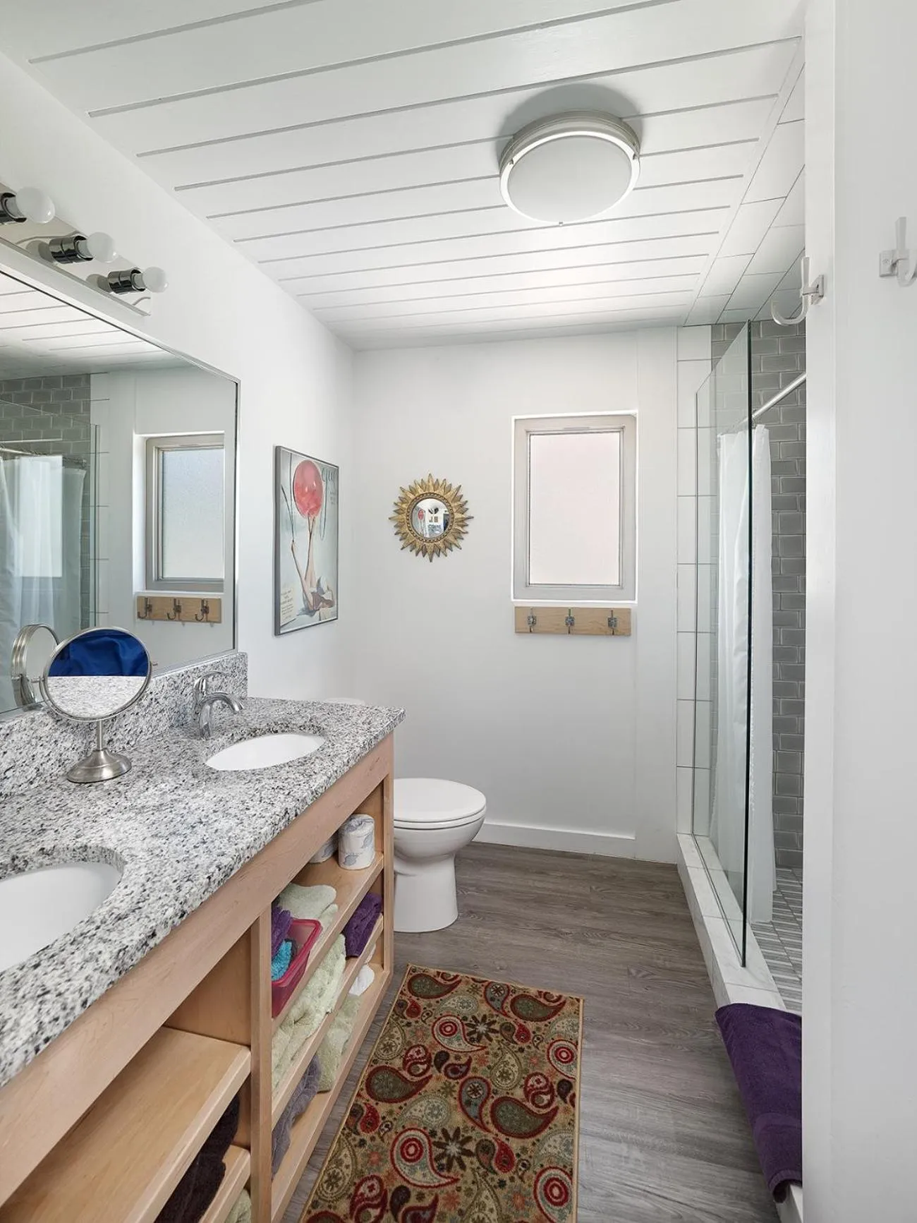 Shower, Bed in Folly Vacation Perfect Purple Palace Apt C