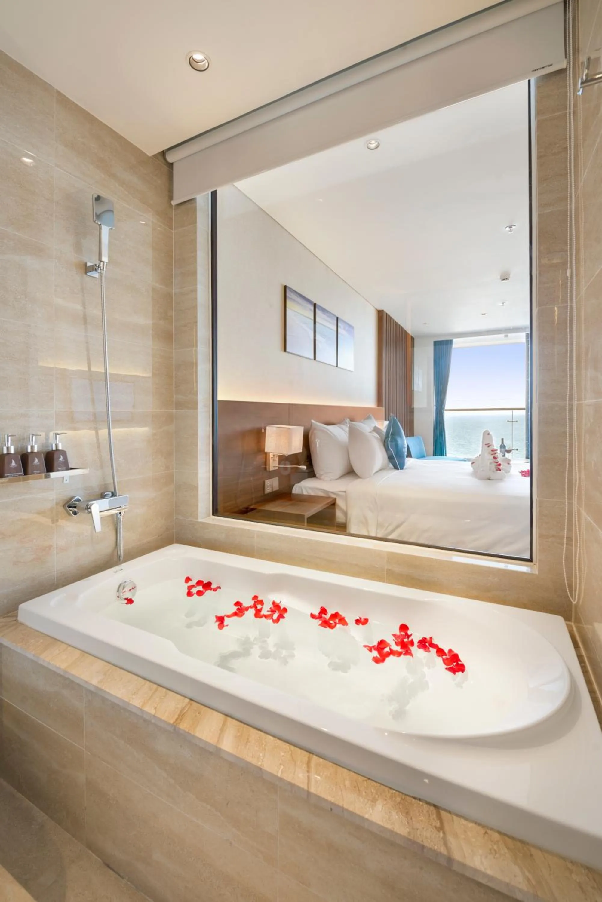 Bathroom, Bed in Canvas Danang Beach Hotel
