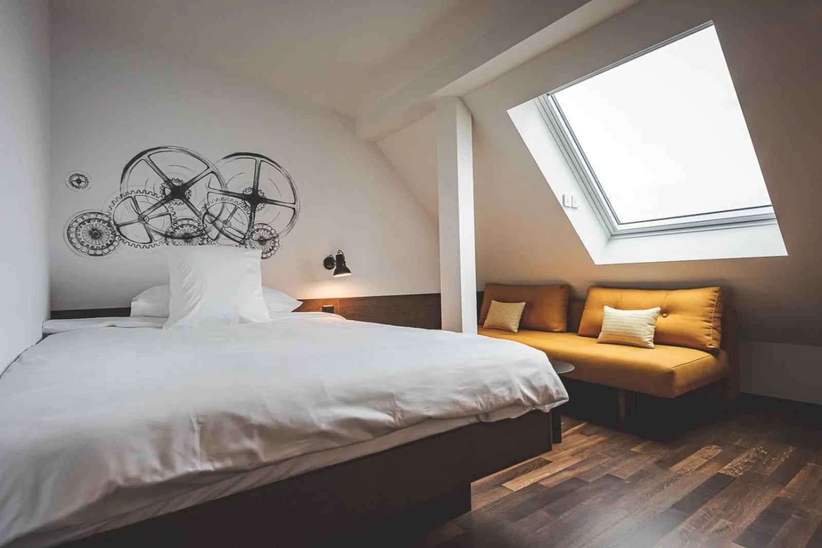 Bed in Hotel Bernina Geneva