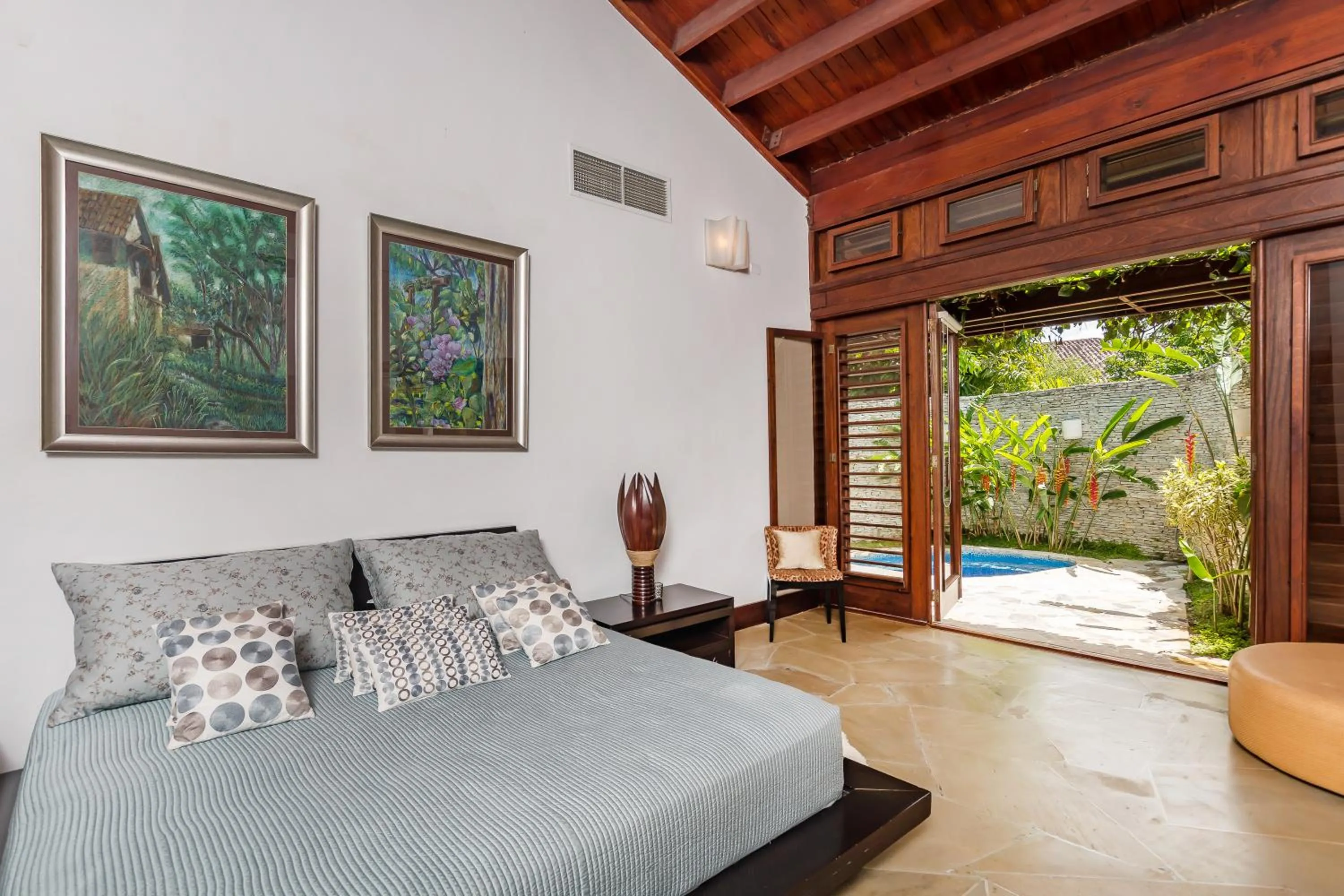 Bed in Unique Villa with Ocean and River Views - Staff & Golf Carts