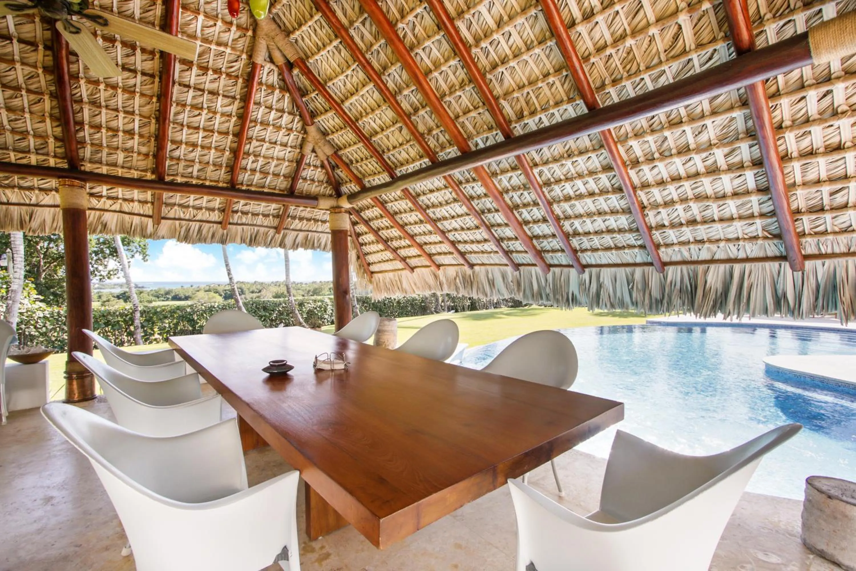 Dining area in Unique Villa with Ocean and River Views - Staff & Golf Carts