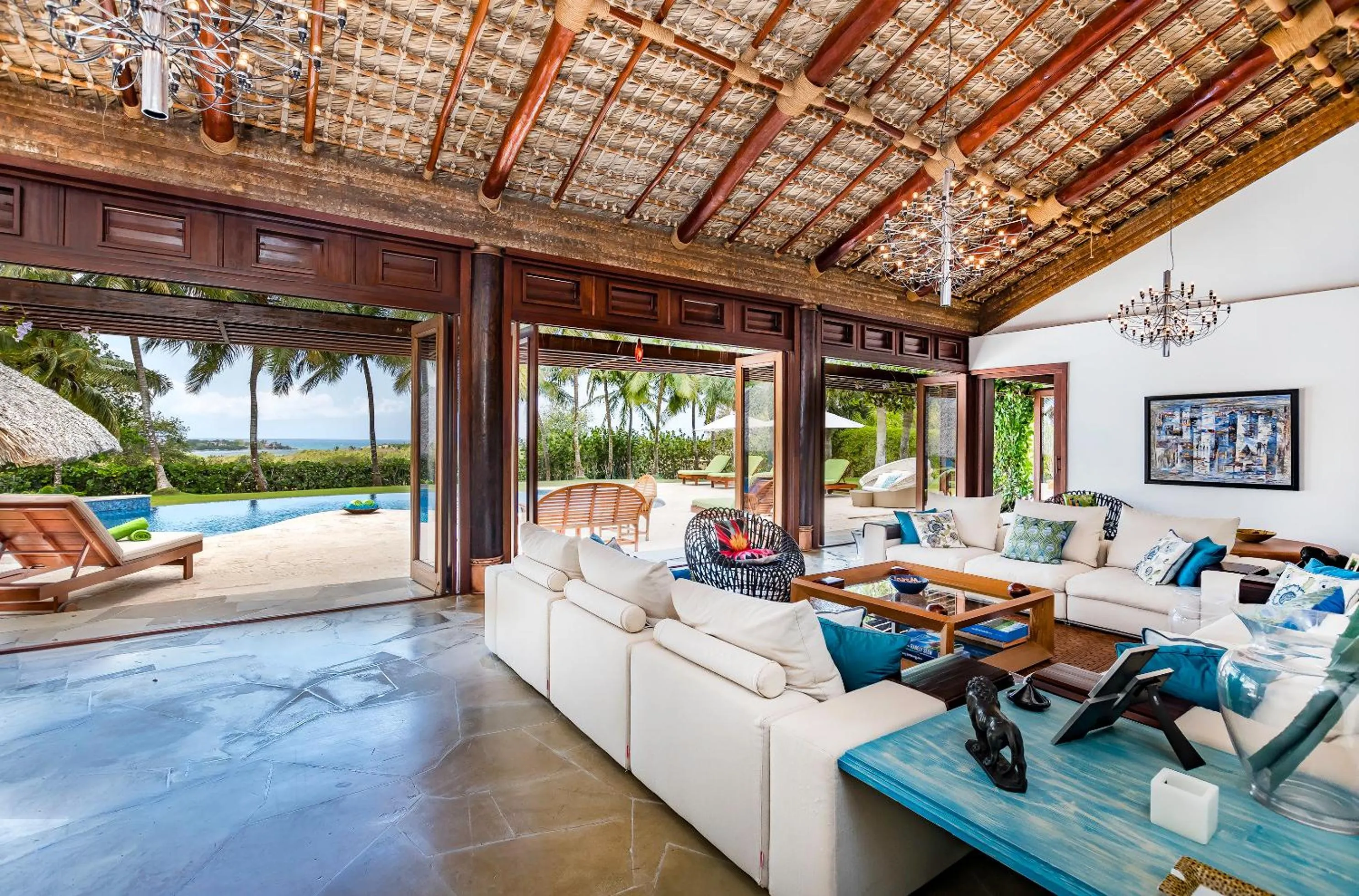 Patio in Unique Villa with Ocean and River Views - Staff & Golf Carts