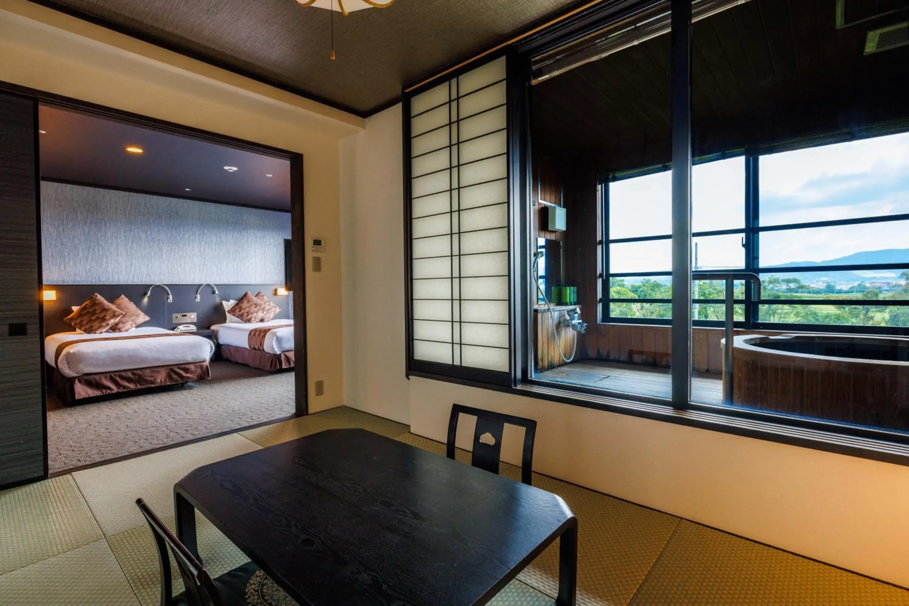 Special Japanese-Western style Room (With Natural Hot Spring View Bath) in Kanponoyado Nara Special Japanese-Western style Room (With Natural Hot Spring View Bath) in Kanponoyado Nara