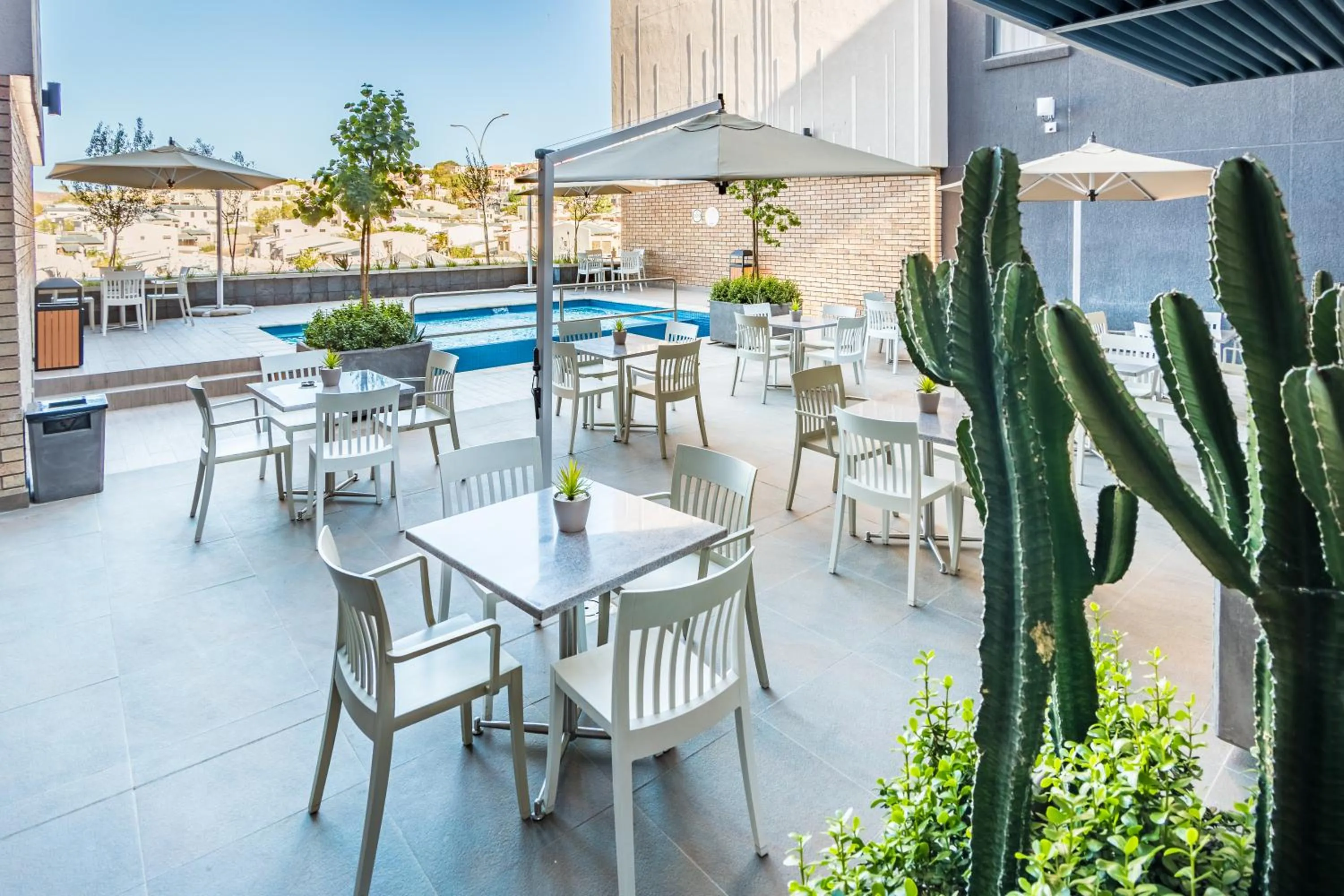 Pool view in Town Lodge Windhoek, Namibia