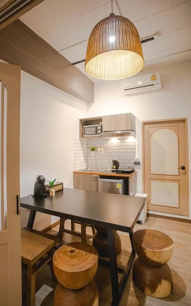 Kitchen or kitchenette in Krung Boutique Hotel