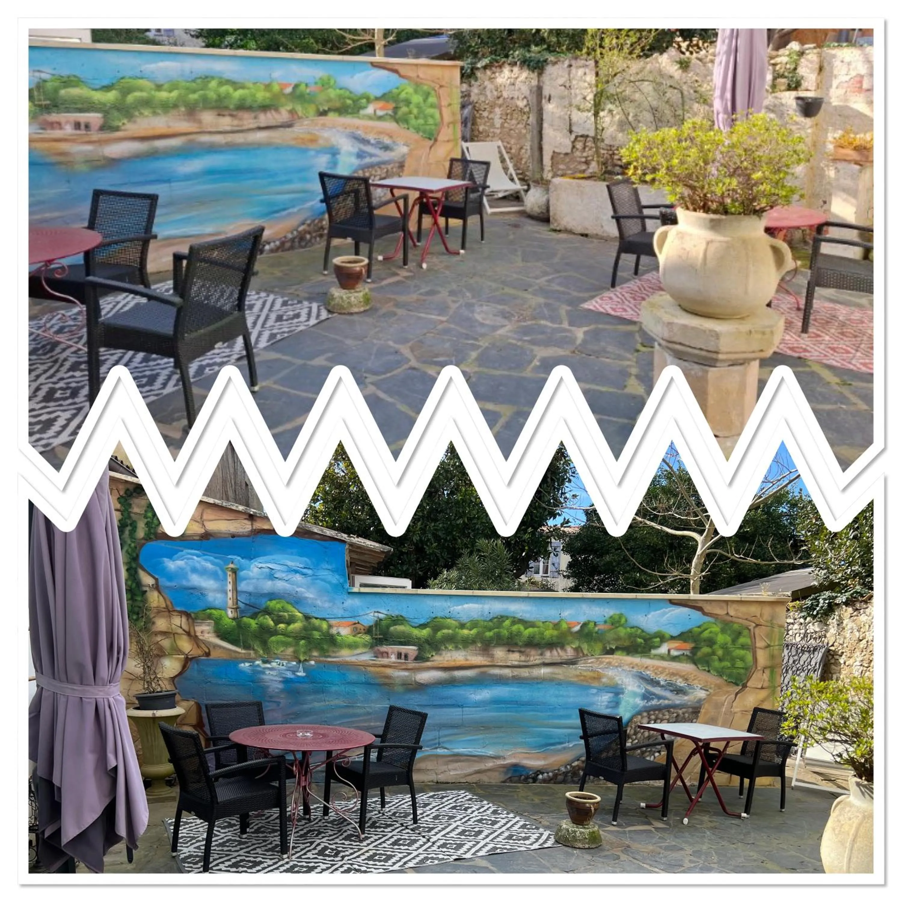 Patio in Le Crist'Al, hôtel climatisé, front de mer, proche du centre ville, et solution de restauration