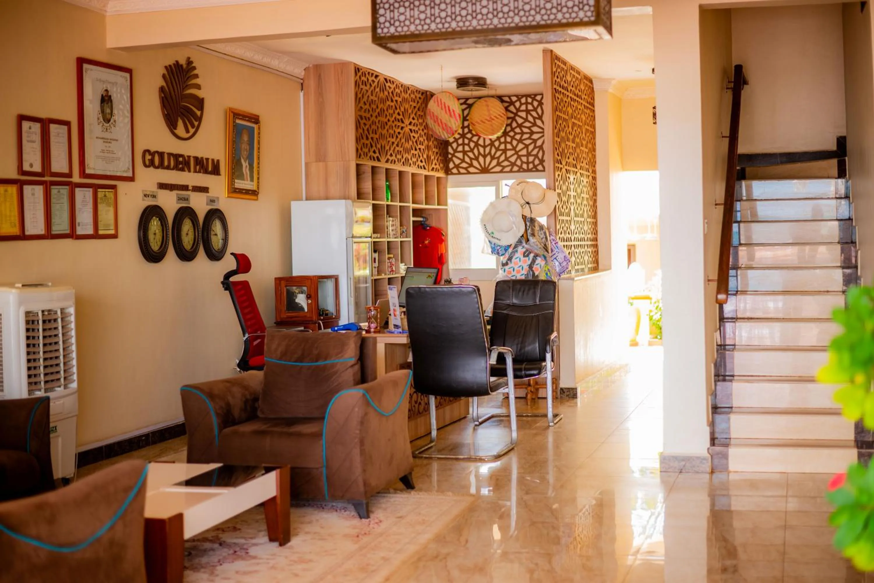 Seating area in Golden Palm Boutique Zanzibar