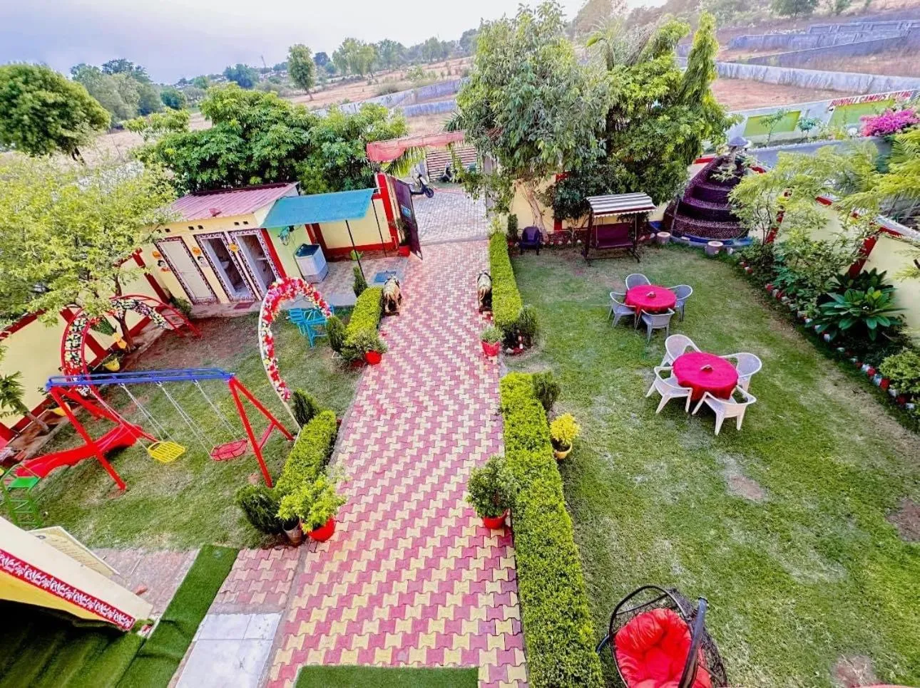 Children play ground in Bundeli Farm Resort & Banquet Orchha