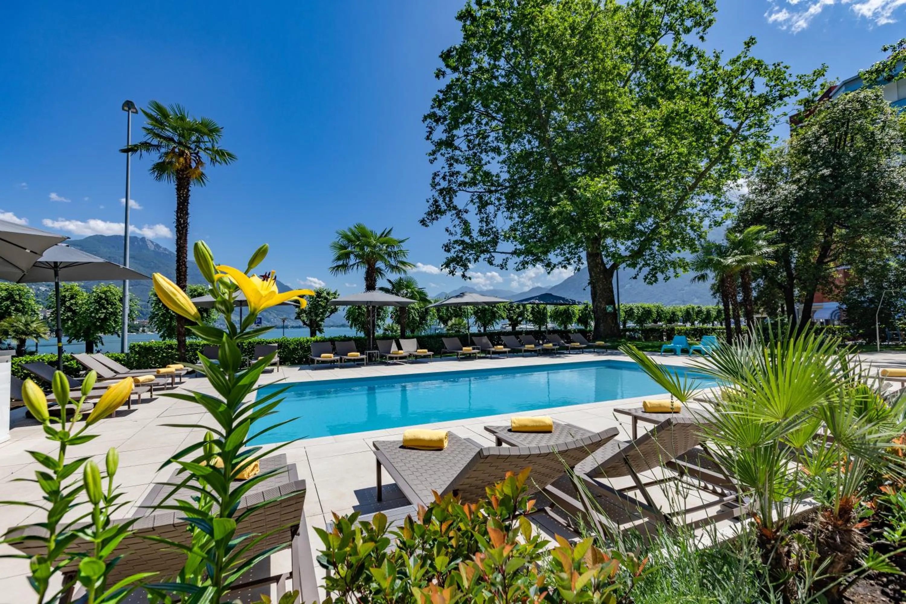 Pool view in H4 Hotel Arcadia Locarno